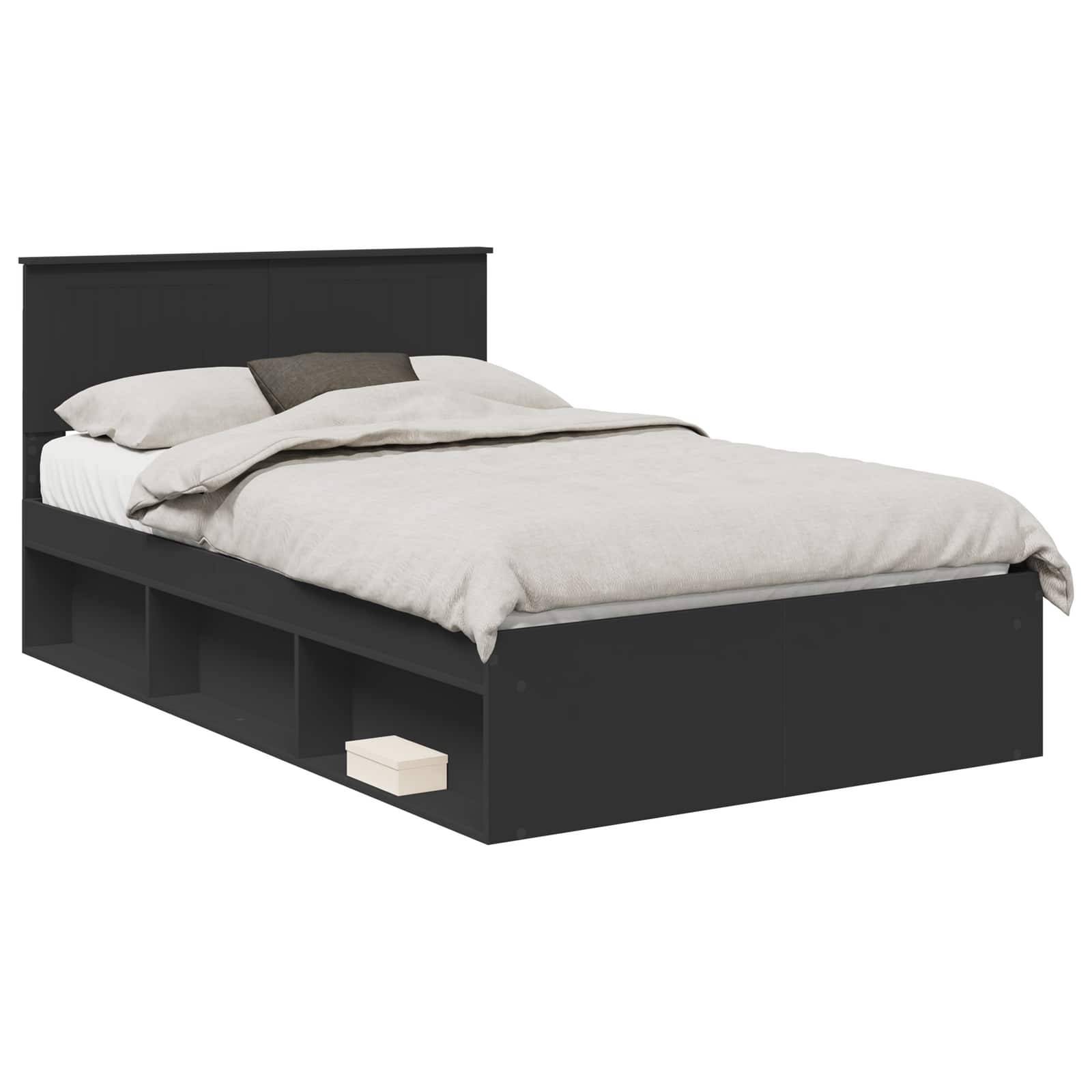 vidaXL Bettrahmen Schwarz 120 x 200 cm Massives Kiefernholz