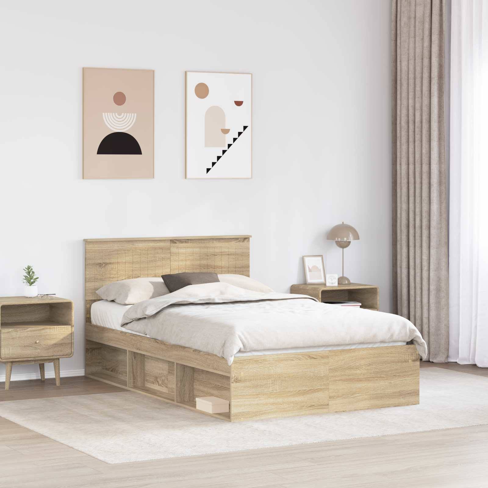 vidaXL Bettrahmen Sonoma 120 x 190 cm Massives Kiefernholz