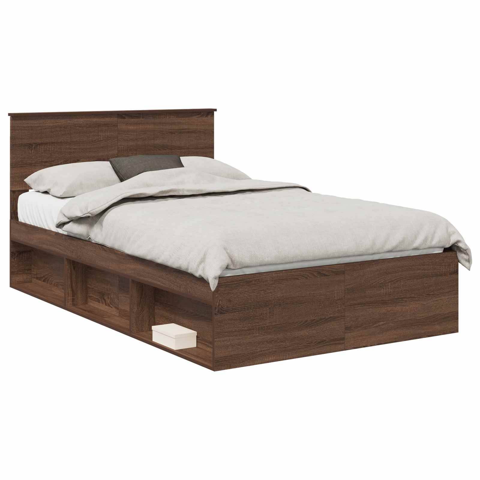 vidaXL Bettrahmen Braun Eichen-Optik 120 x 200 cm Massives Kiefernholz