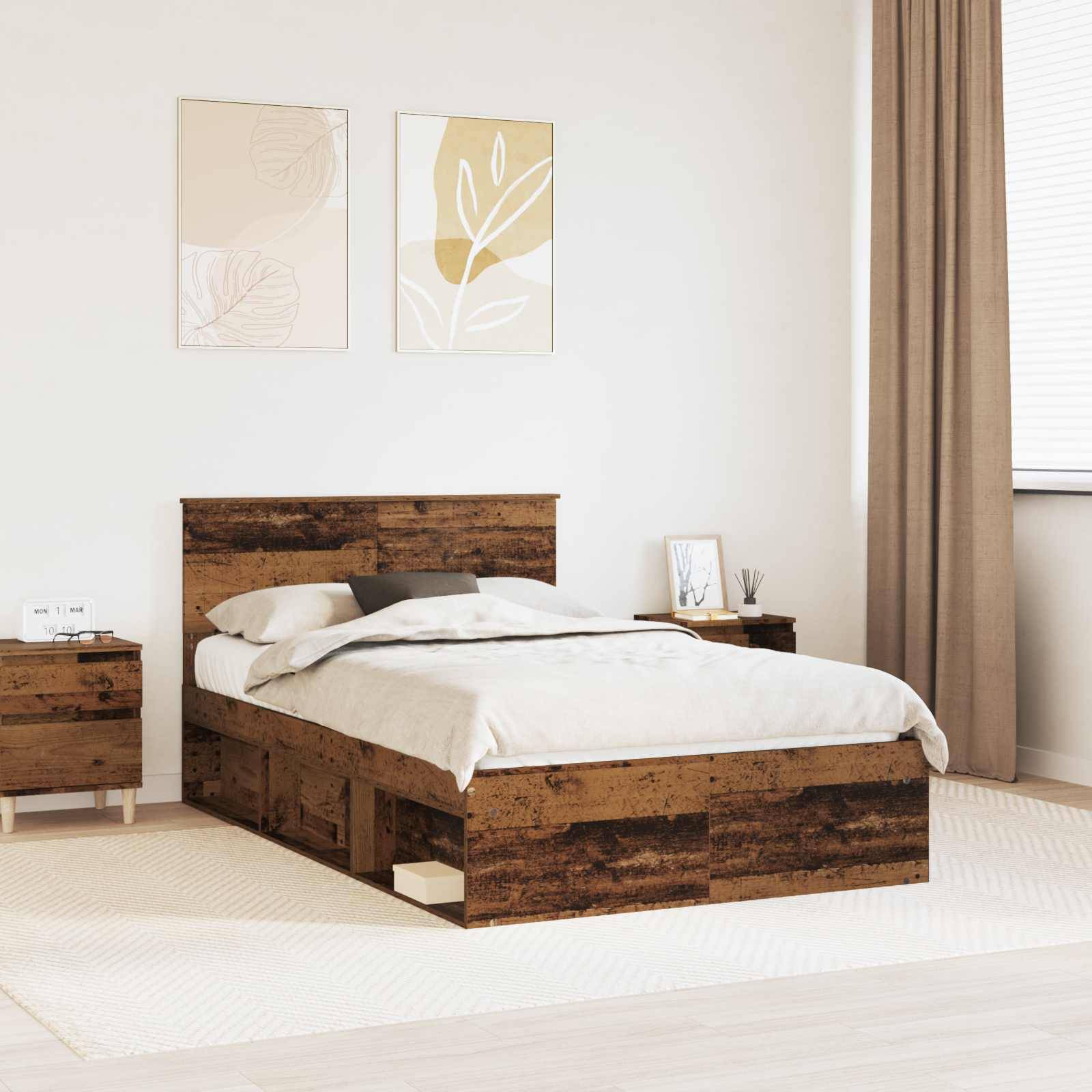vidaXL Bettrahmen Altholz 120 x 200 cm Massives Kiefernholz