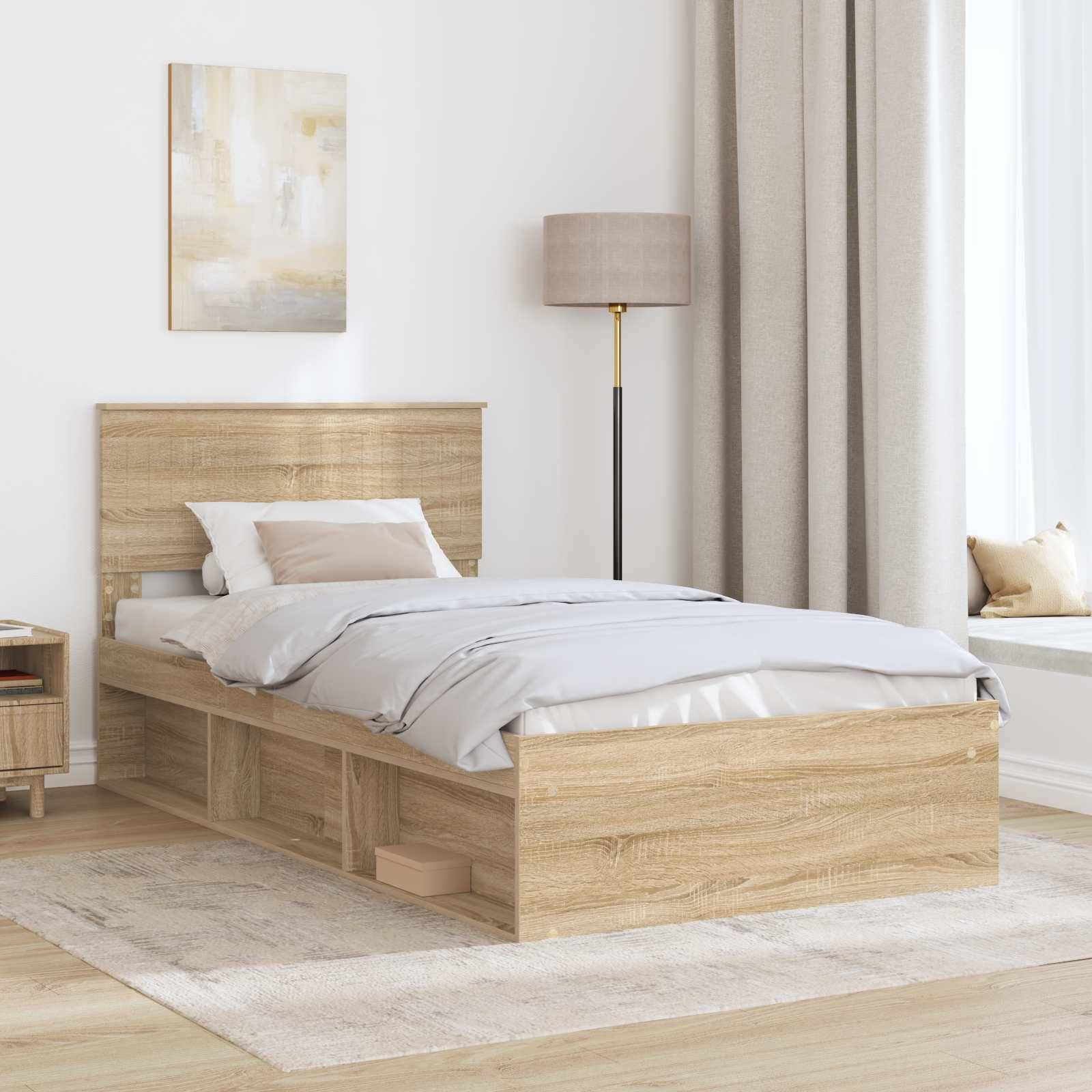 vidaXL Bettrahmen Sonoma 100 x 200 cm Massives Kiefernholz