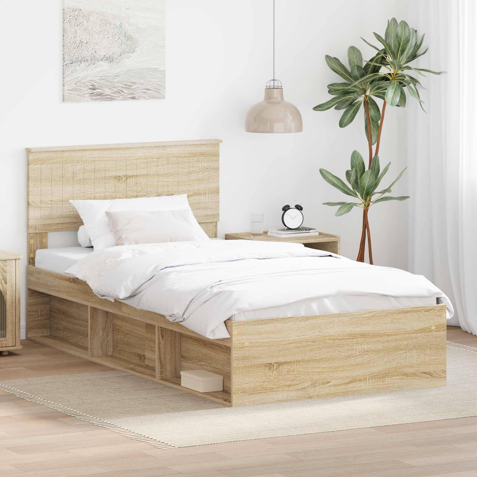 vidaXL Bettrahmen Sonoma 100 x 200 cm Massives Kiefernholz