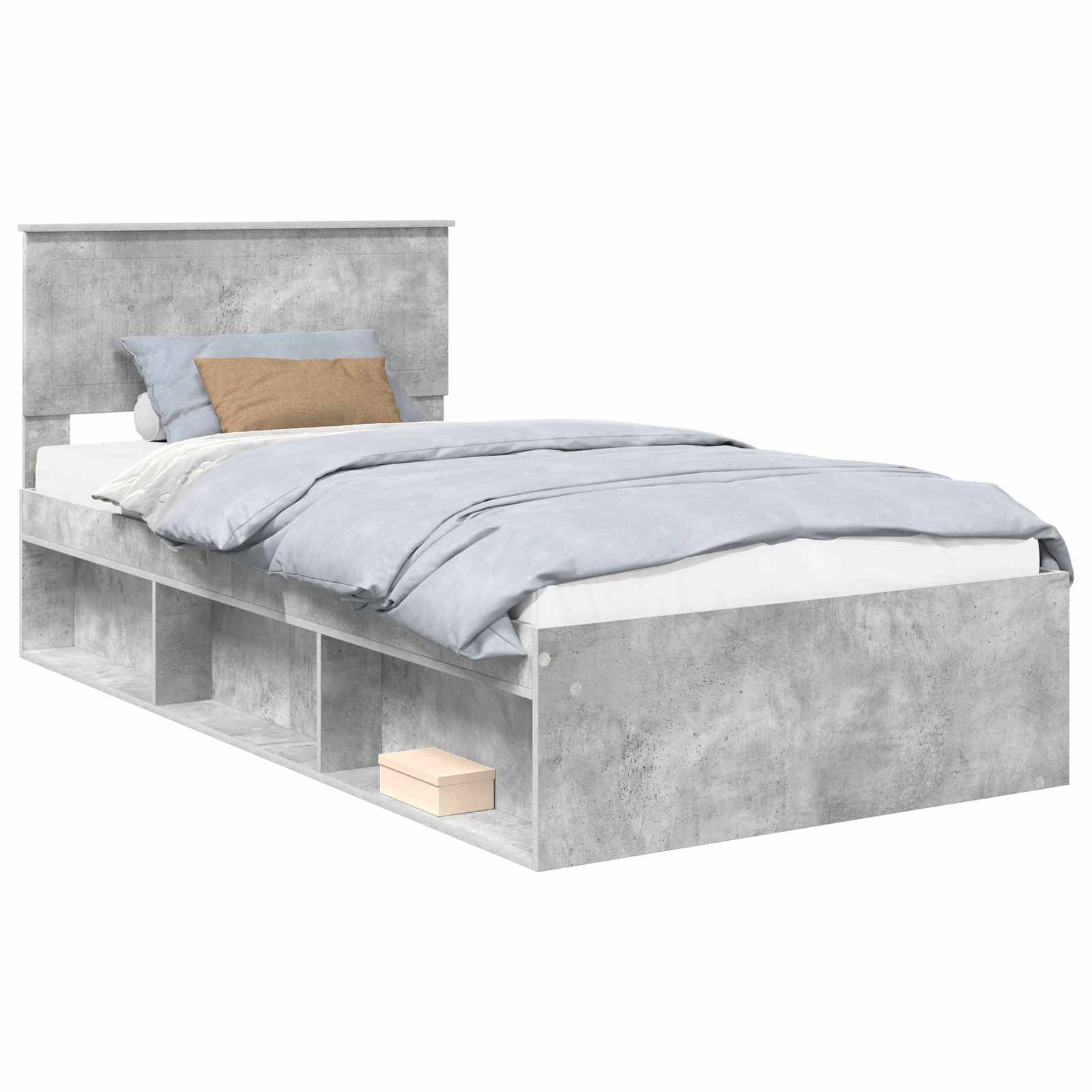 vidaXL Bettrahmen Beton Grau 100 x 200 cm Massives Kiefernholz
