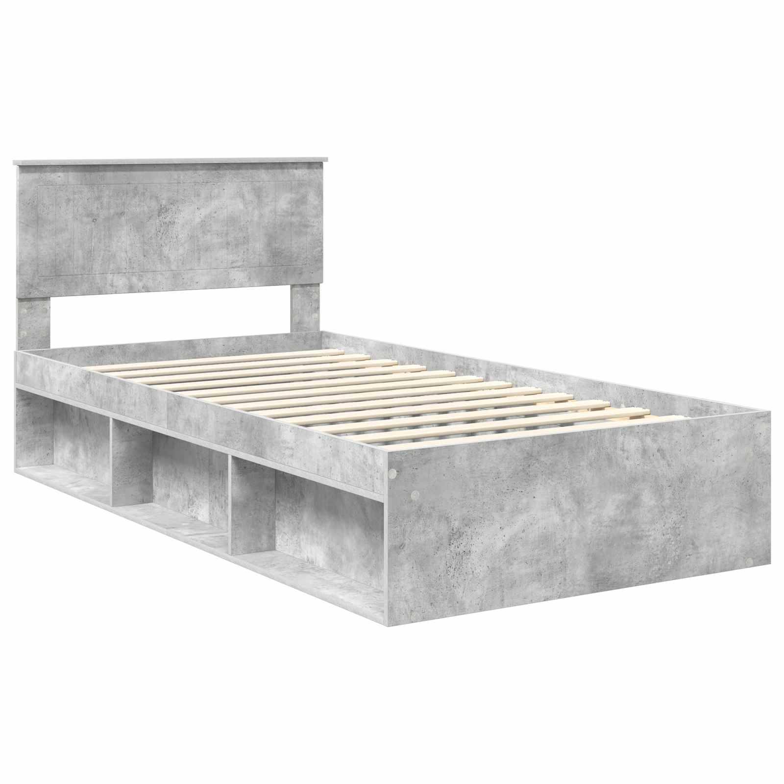 vidaXL Bettrahmen Beton Grau 100 x 200 cm Massives Kiefernholz