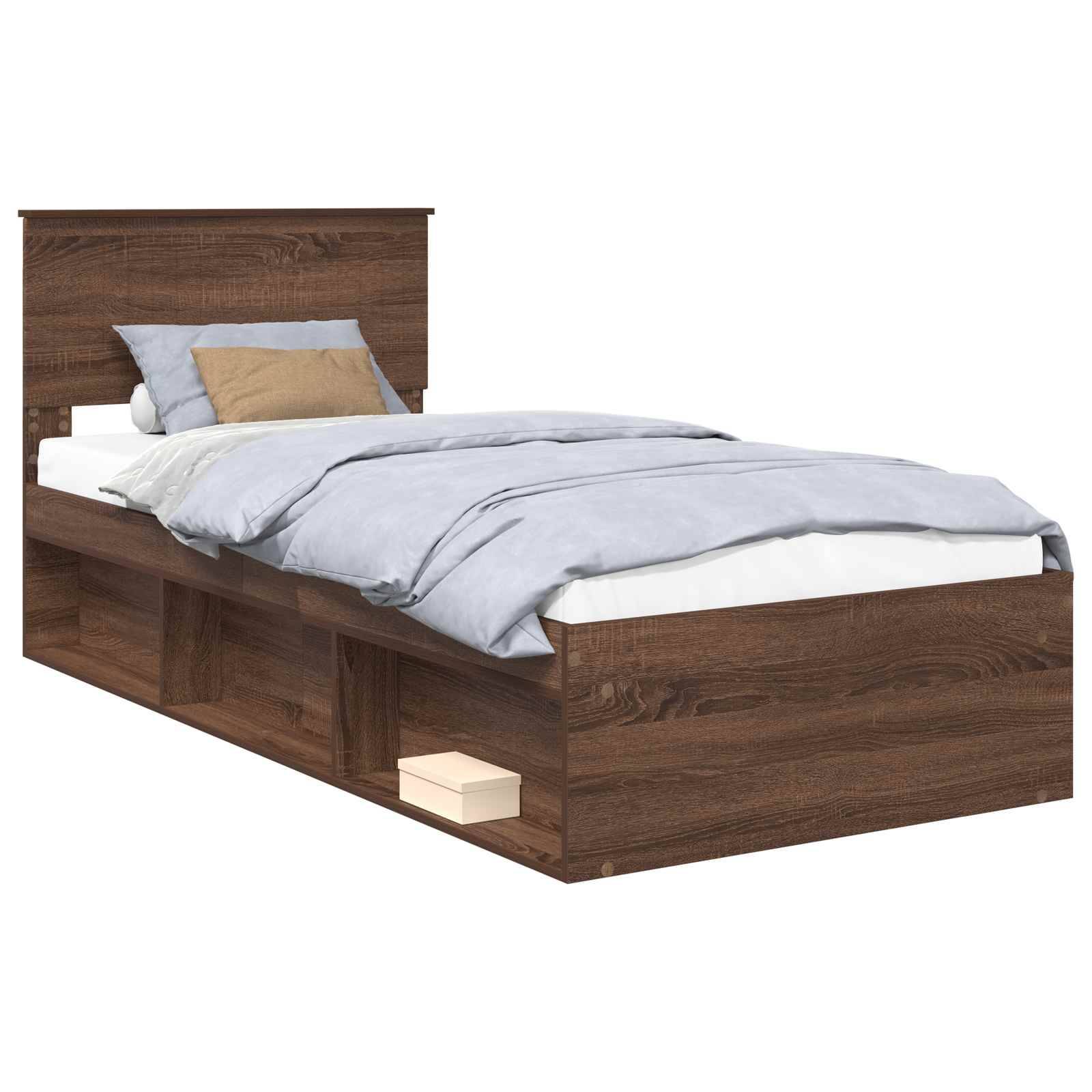 vidaXL Bettrahmen Braun Eichen-Optik 90 x 200 cm Massives Kiefernholz