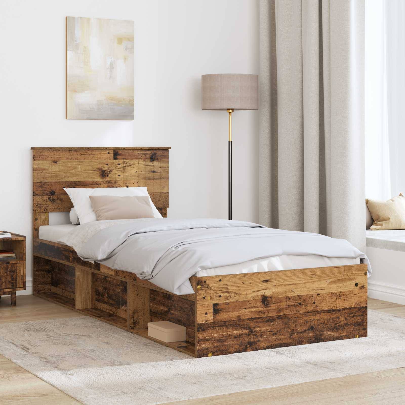 vidaXL Bettrahmen Altholz 90 x 190 cm Massives Kiefernholz