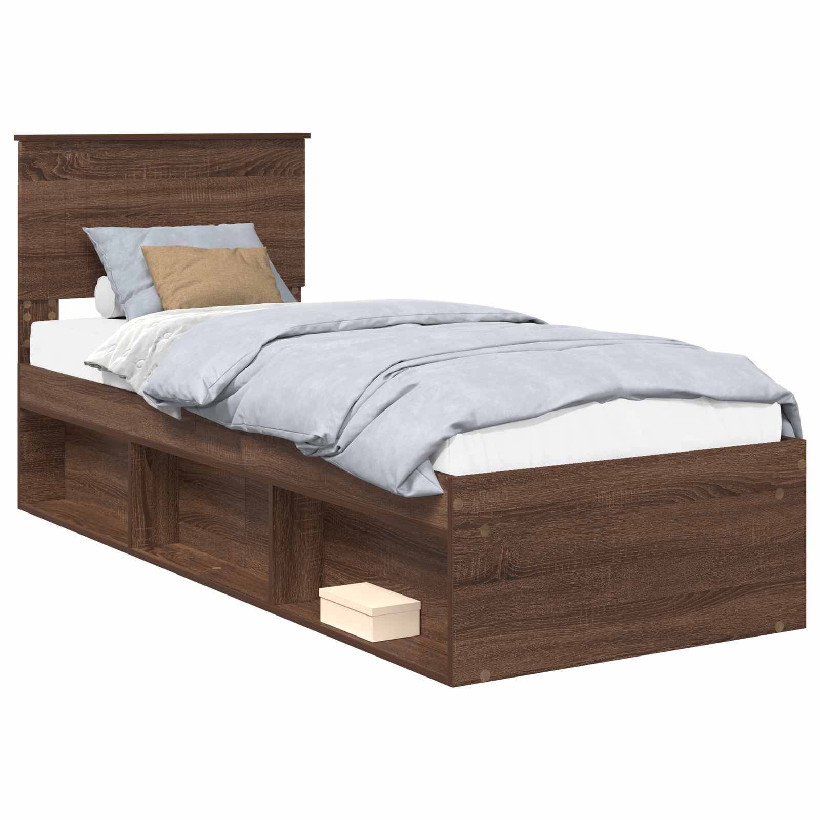 vidaXL Bettrahmen Braun Eichen-Optik 75 x 190 cm Massives Kiefernholz