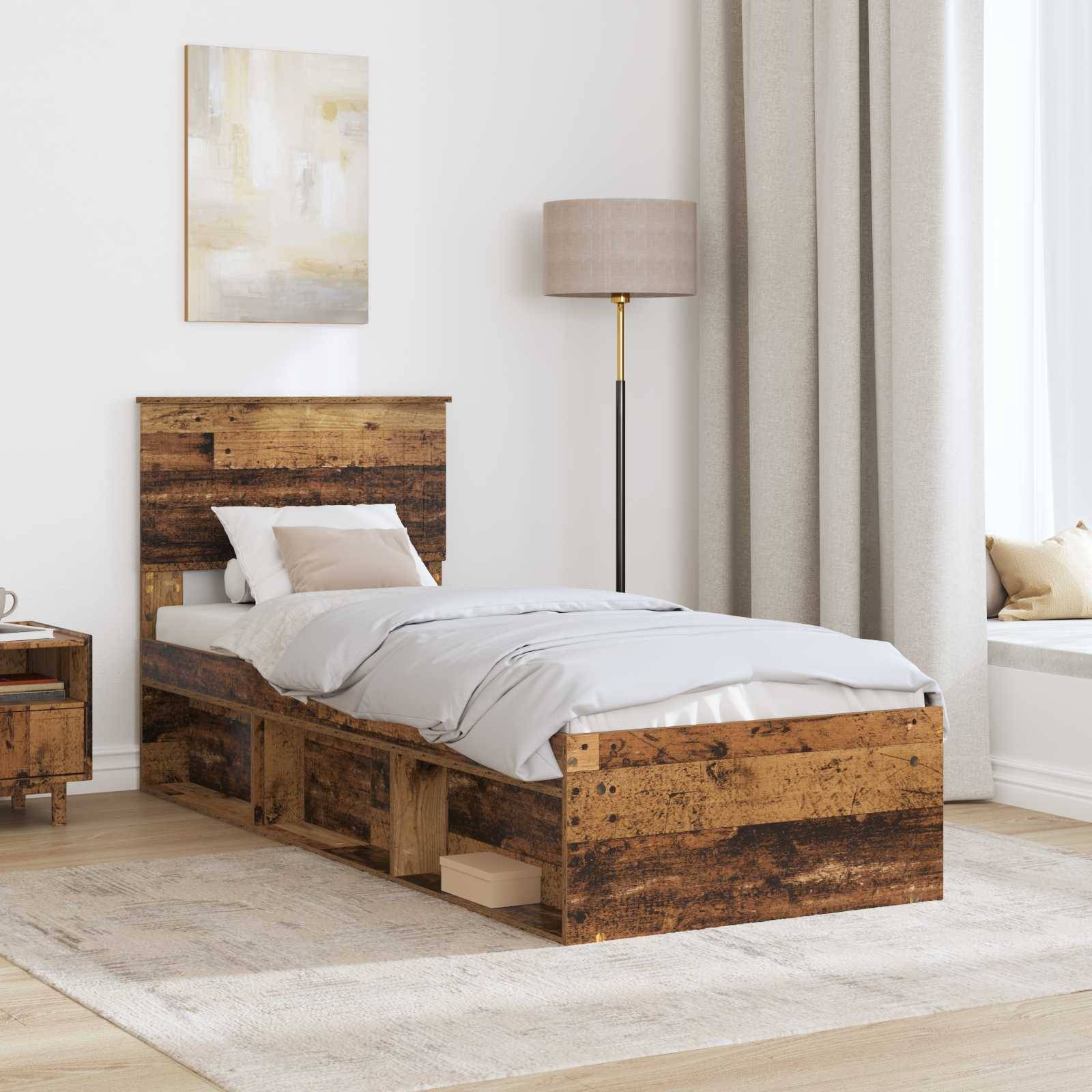 vidaXL Bettrahmen Altholz 75 x 190 cm Massives Kiefernholz