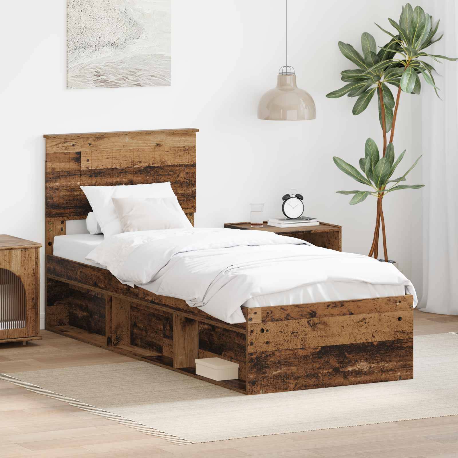 vidaXL Bettrahmen Altholz 75 x 190 cm Massives Kiefernholz