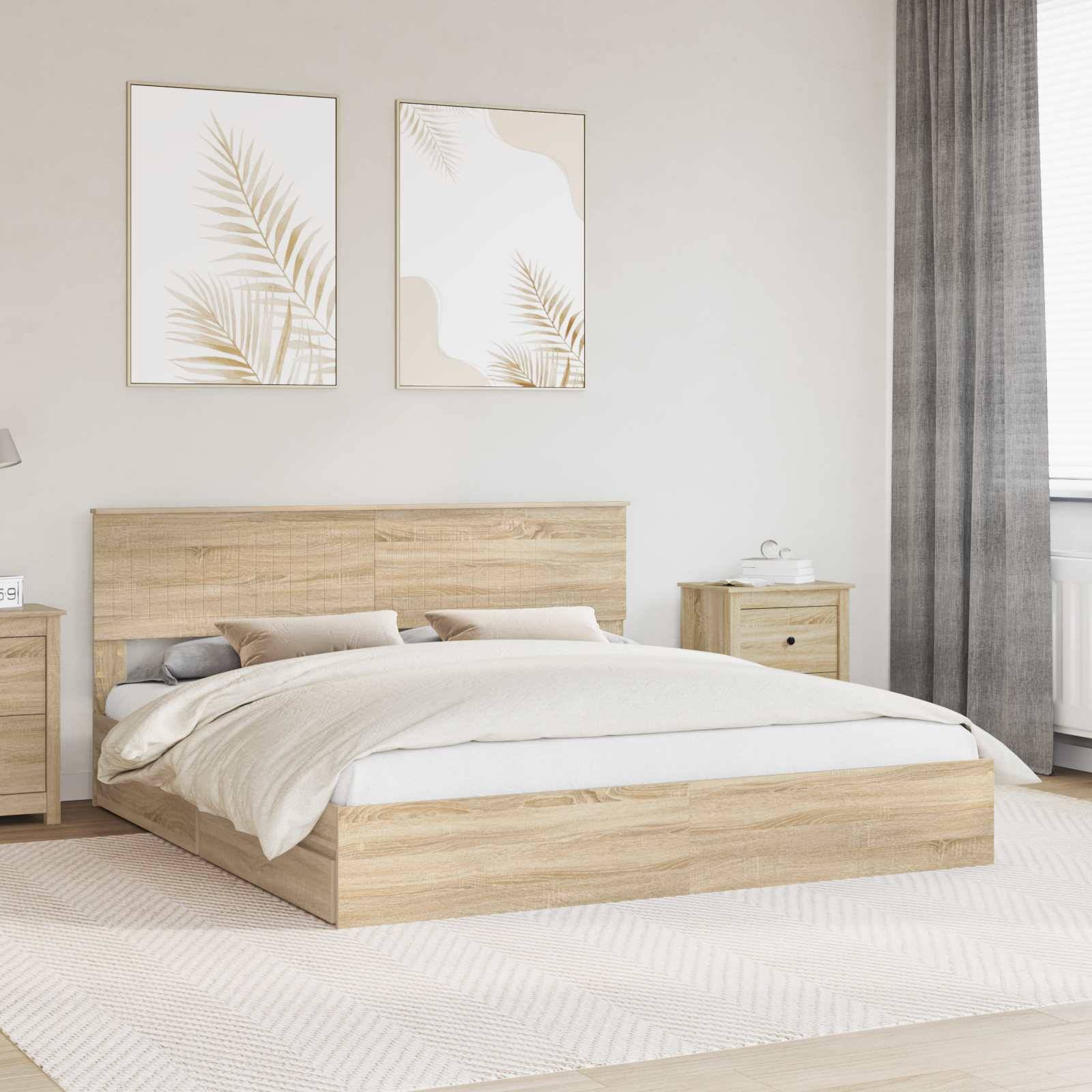 vidaXL Aufbewahrungsbett Sonoma-Eiche 180 x 200 cm Holzwerkstoff