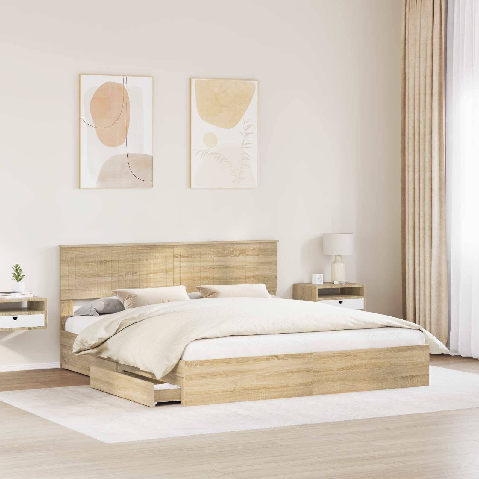 vidaXL Aufbewahrungsbett Sonoma-Eiche 180 x 200 cm Holzwerkstoff