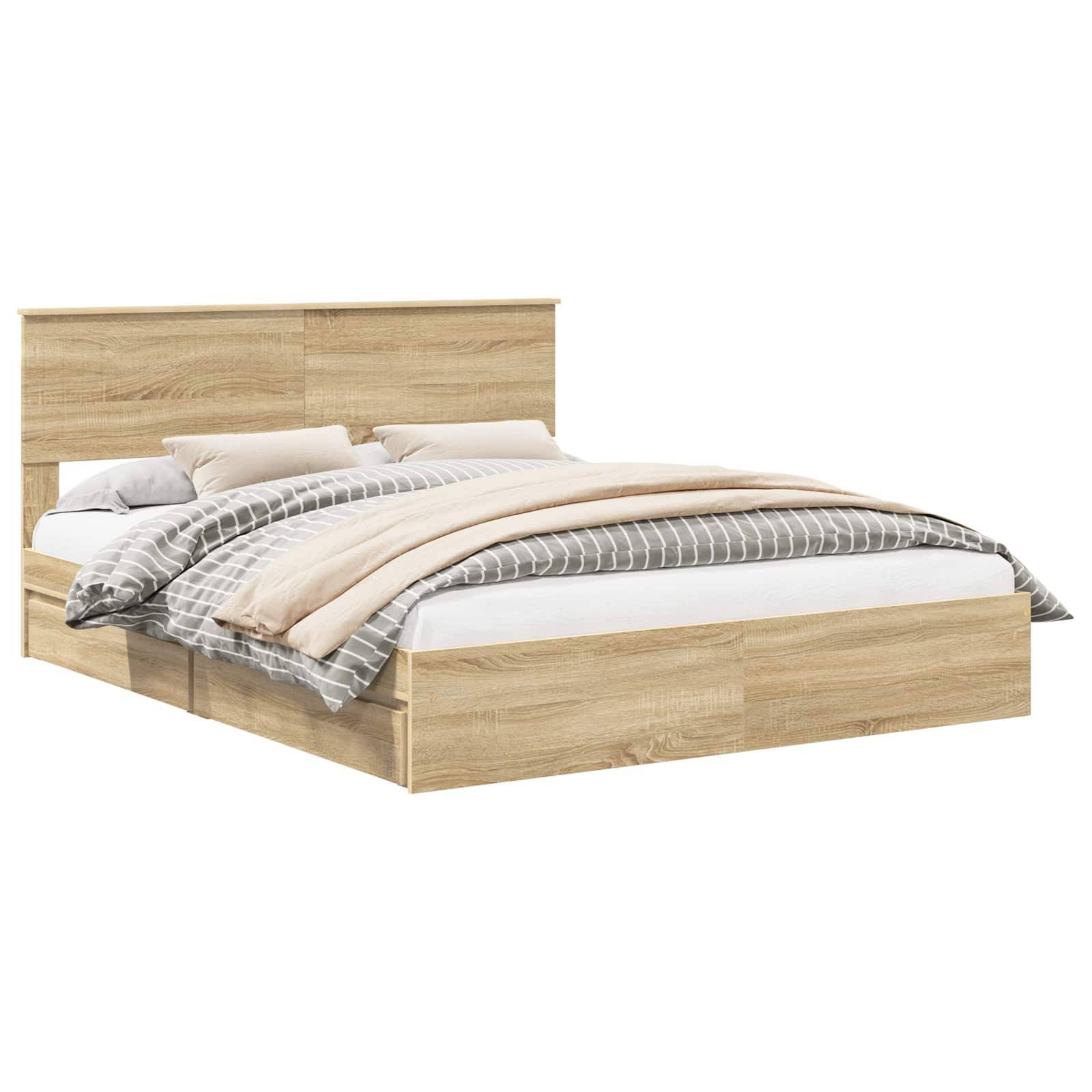 vidaXL Aufbewahrungsbett Sonoma-Eiche 160 x 200 cm Holzwerkstoff