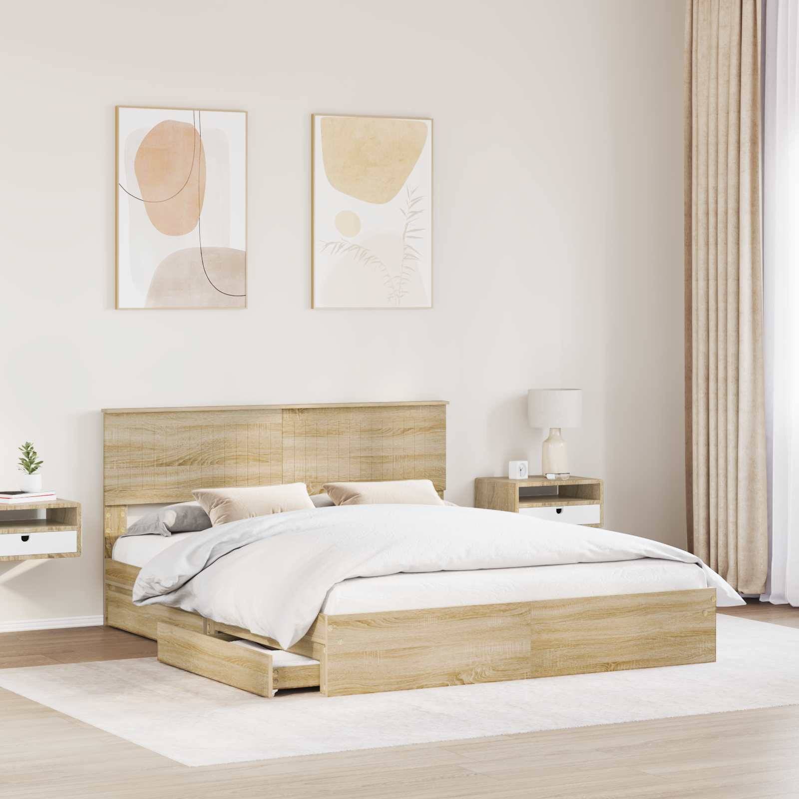 vidaXL Aufbewahrungsbett Sonoma-Eiche 160 x 200 cm Holzwerkstoff