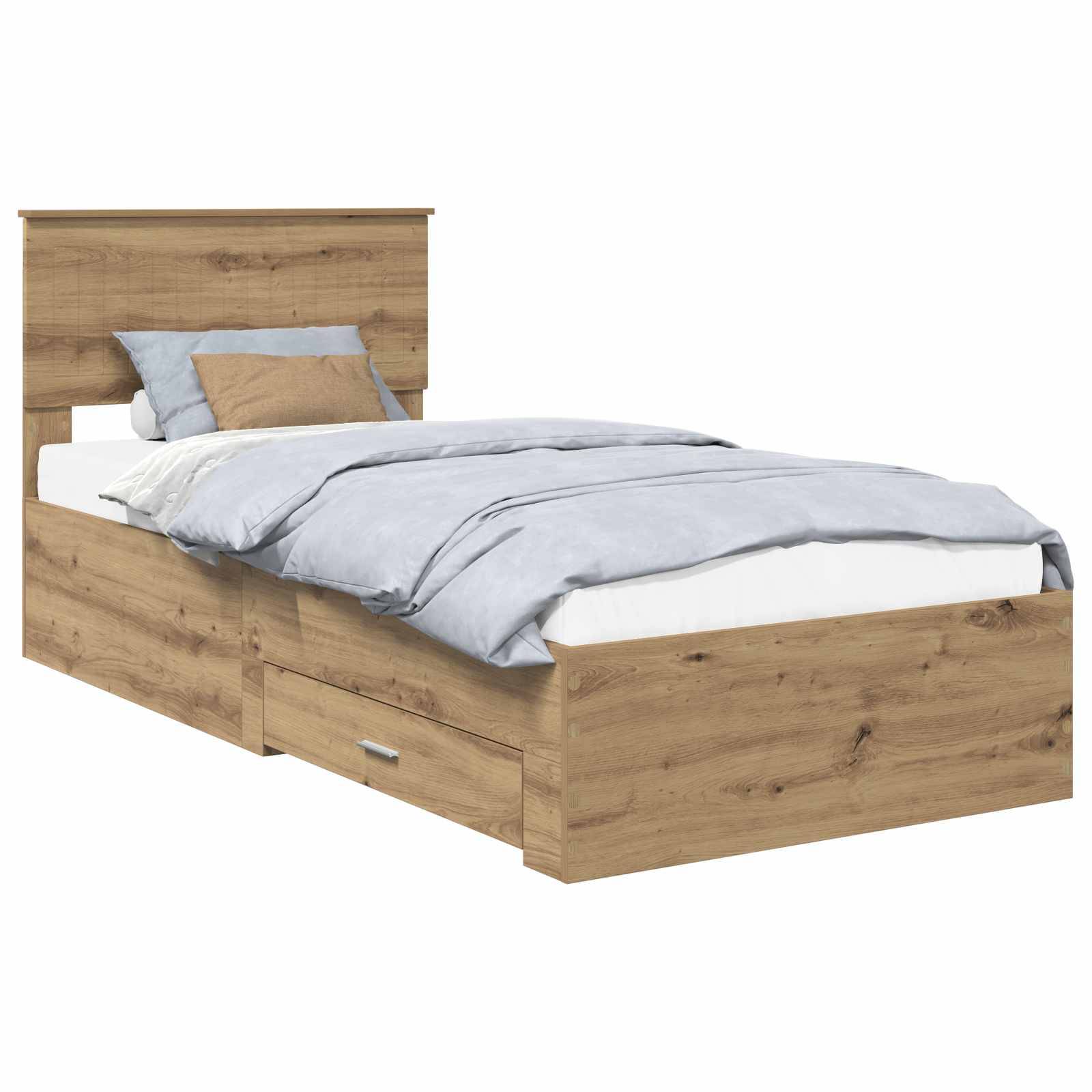 vidaXL Bettrahmen mit Kopfteil Artisan-Eiche 90 x 200 cm Holzwerkstoff