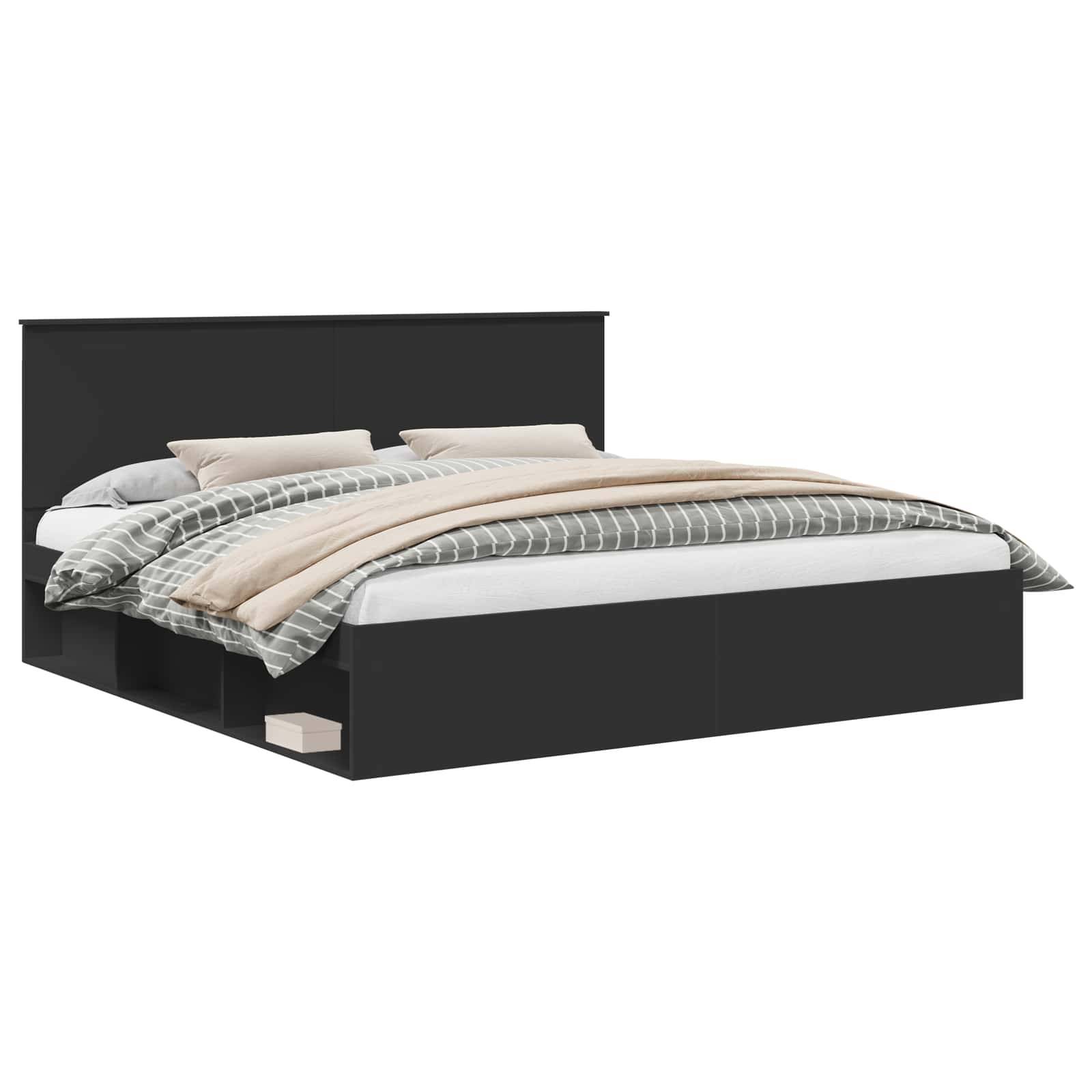 vidaXL Bettrahmen Schwarz 200 x 200 cm Massives Kiefernholz