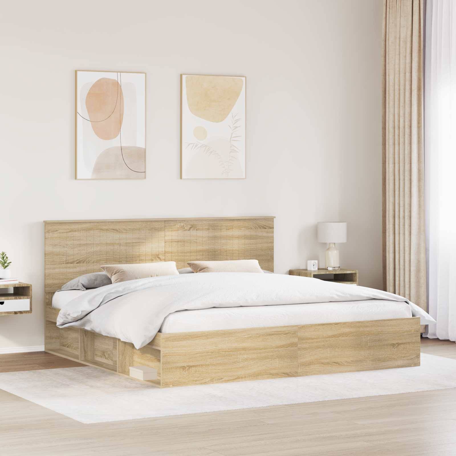 vidaXL Bettrahmen Sonoma 200 x 200 cm Massives Kiefernholz