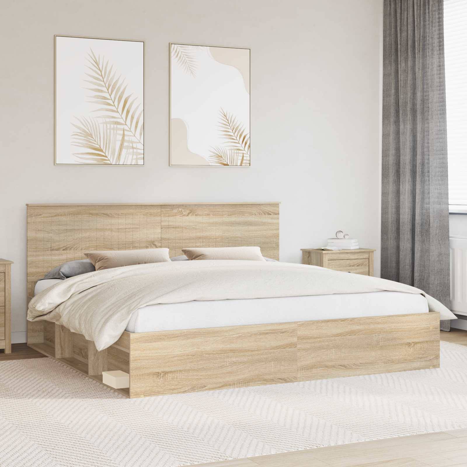 vidaXL Bettrahmen Sonoma 200 x 200 cm Massives Kiefernholz