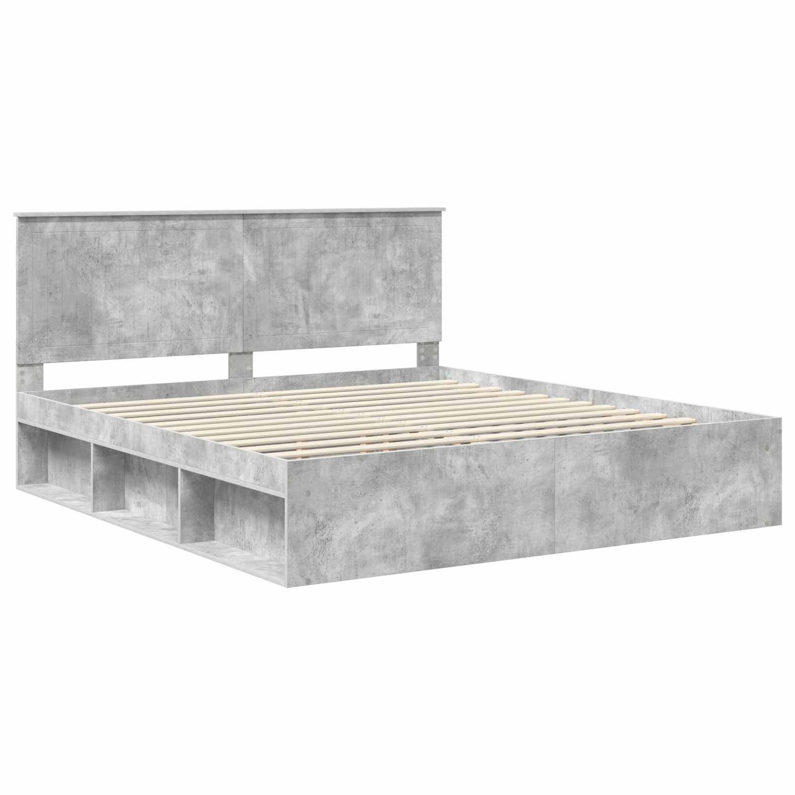 vidaXL Bettrahmen mit Kopfteil Beton 180 x 200 cm Massives Kiefernholz