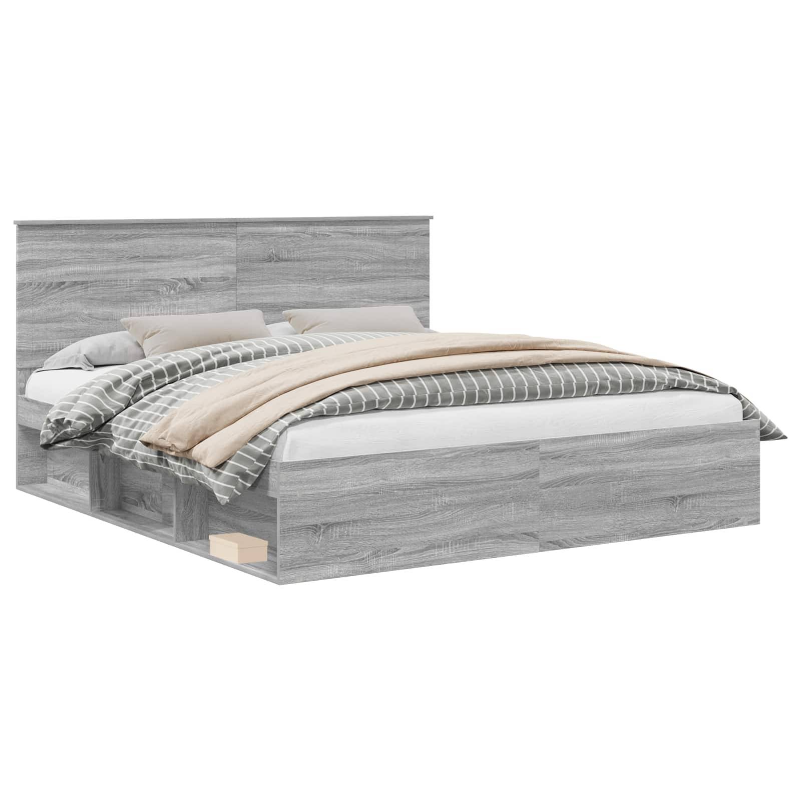 vidaXL Bettrahmen Graues Sonoma 180 x 200 cm Massives Kiefernholz
