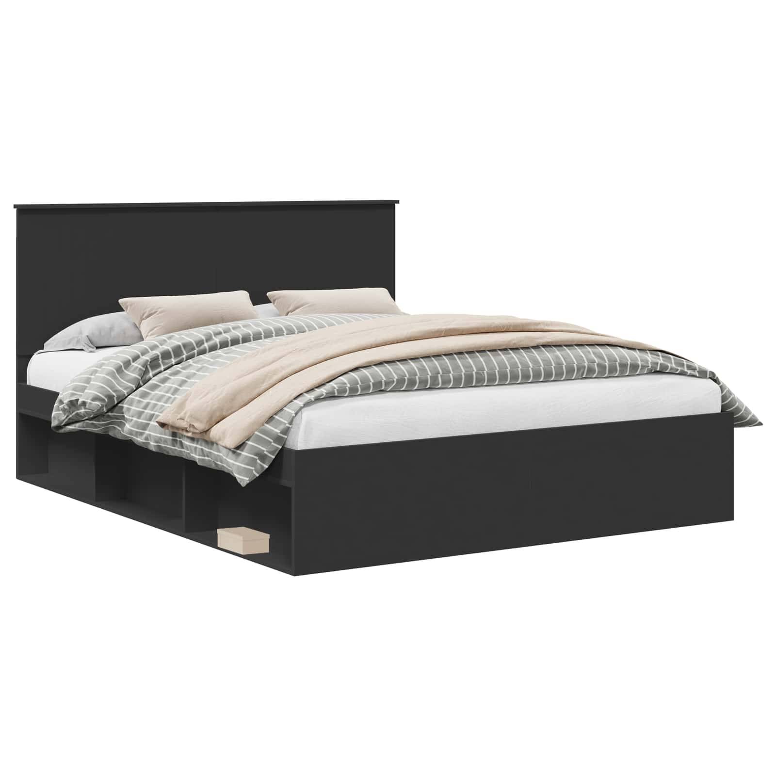 vidaXL Bettrahmen Schwarz 160 x 200 cm Massives Kiefernholz
