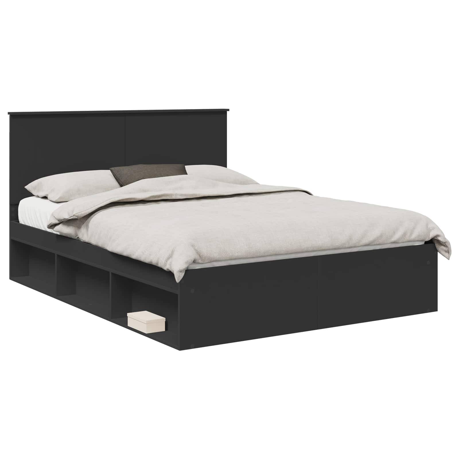 vidaXL Bettrahmen Schwarz 150 x 200 cm Massives Kiefernholz