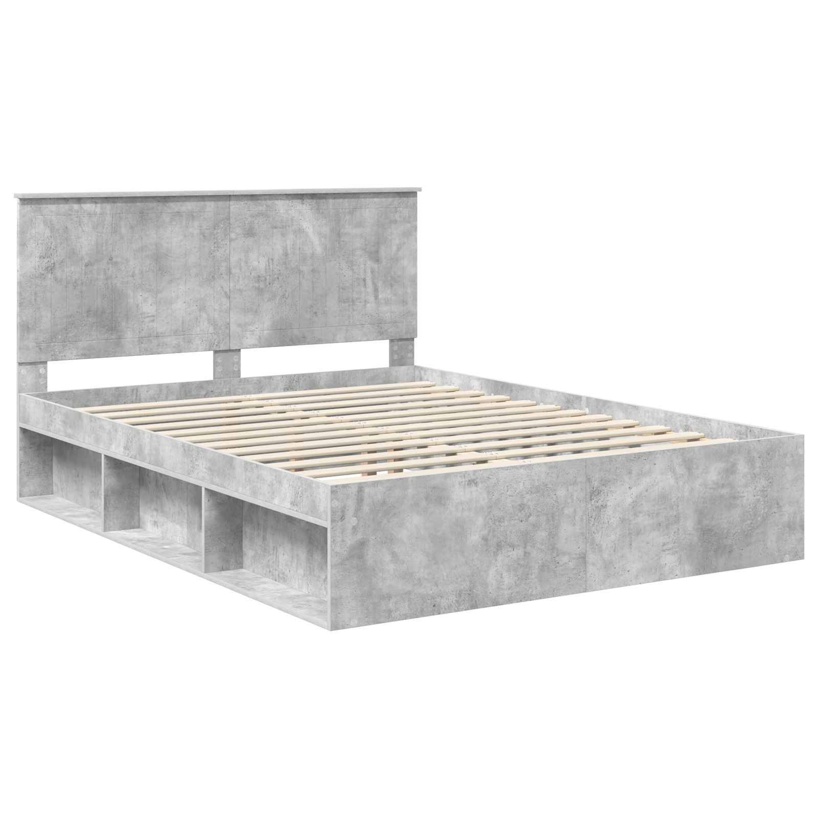 vidaXL Bettrahmen Beton Grau 150 x 200 cm Massives Kiefernholz