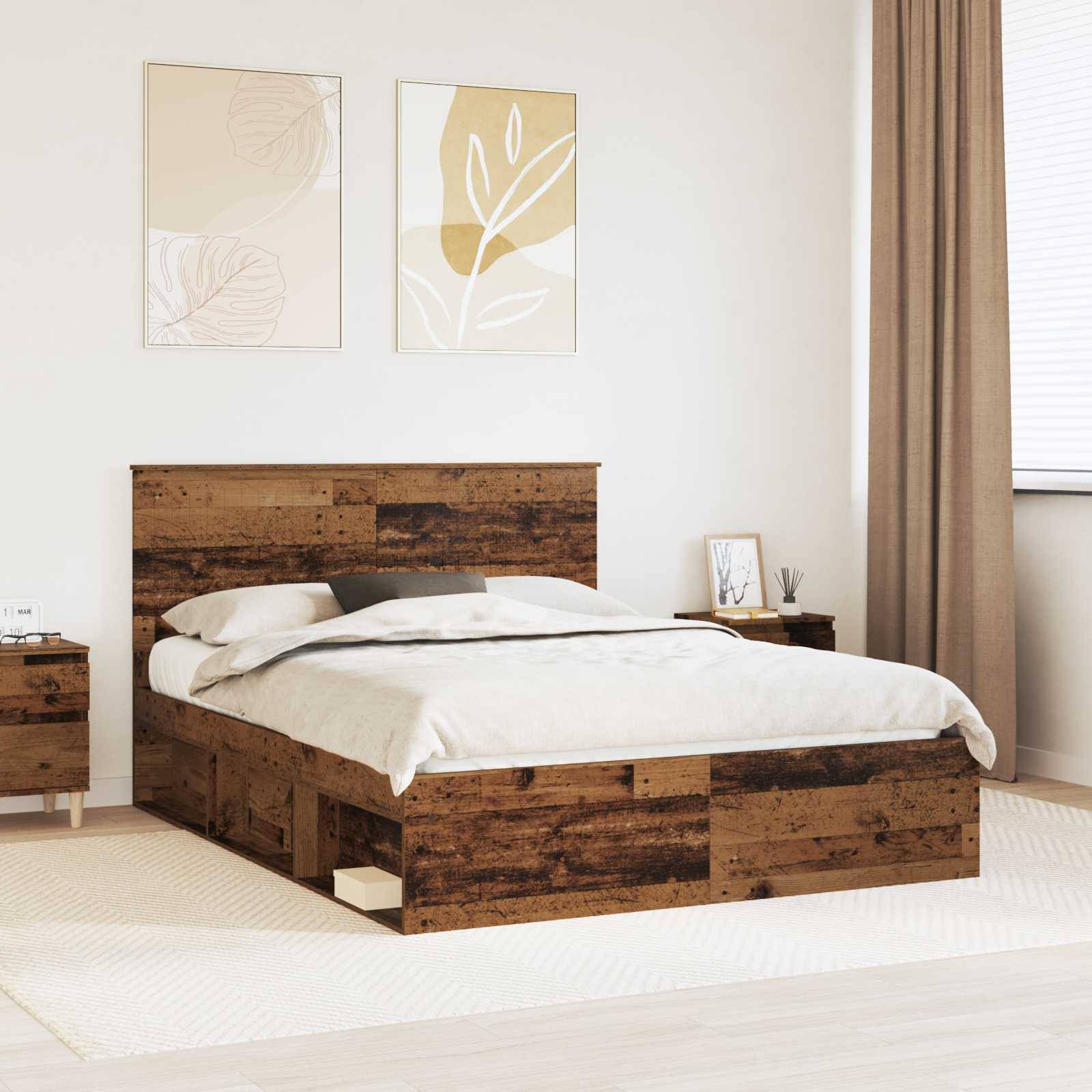 vidaXL Bettrahmen Altholz 150 x 200 cm Massives Kiefernholz