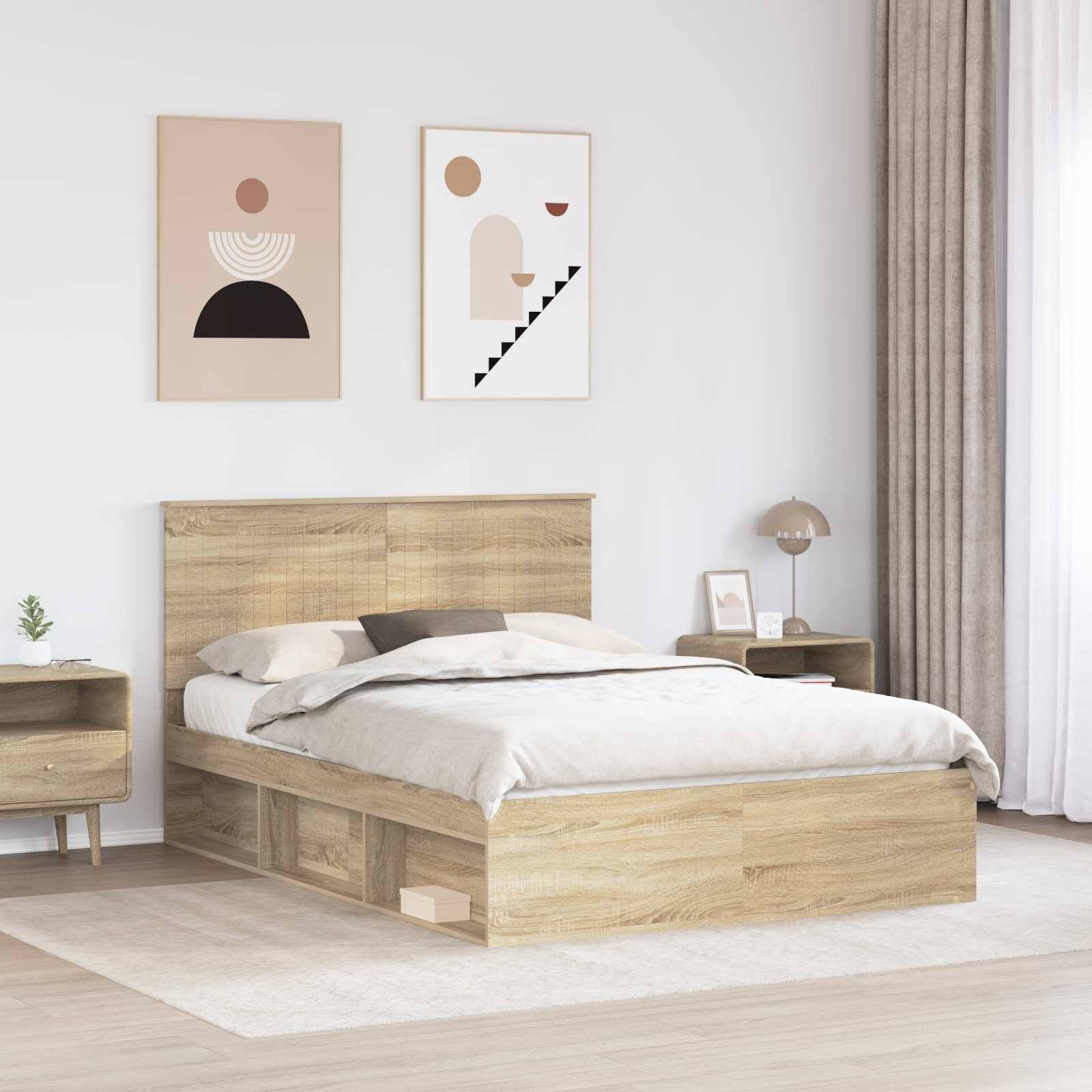 vidaXL Bettrahmen Sonoma 140 x 200 cm Massives Kiefernholz