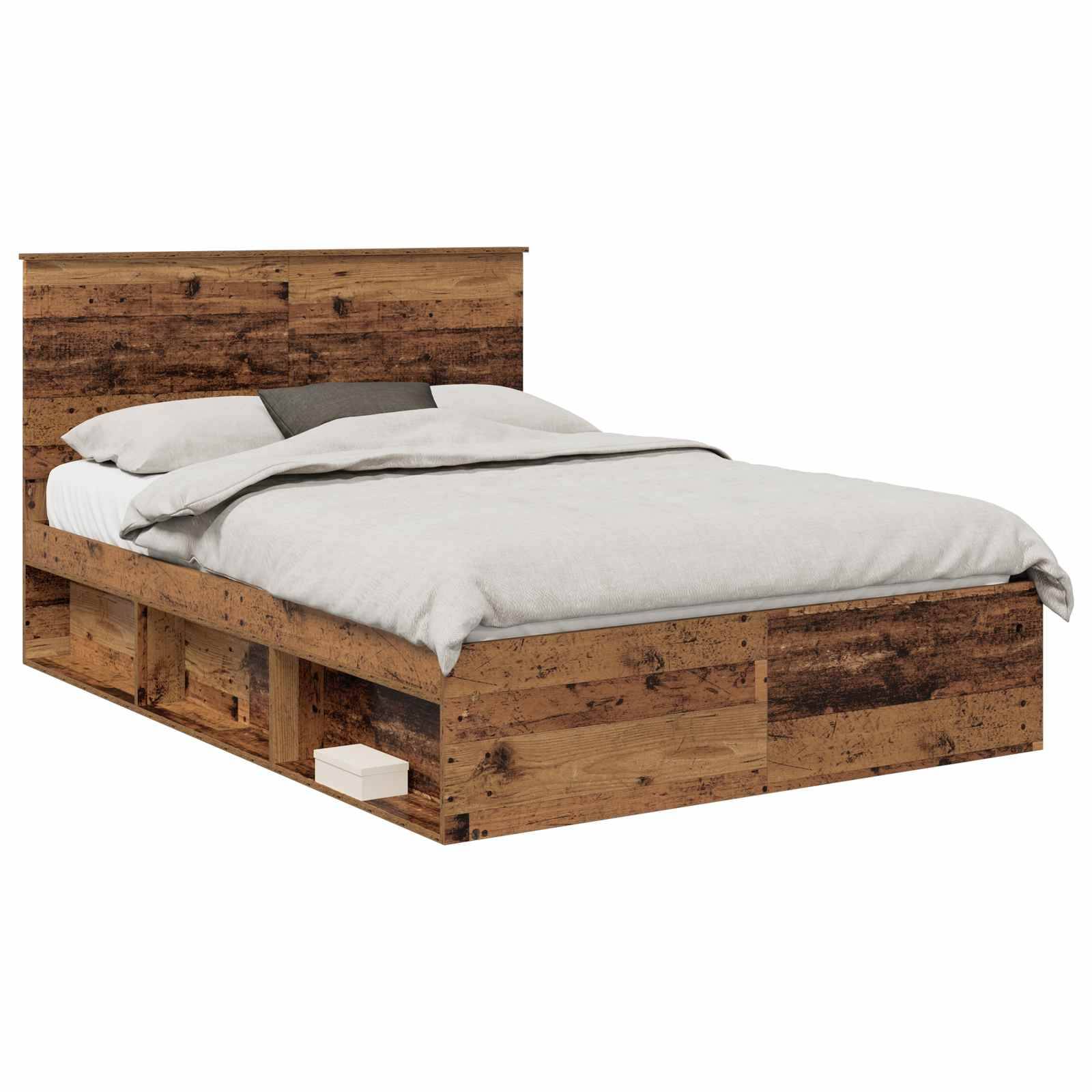 vidaXL Bettrahmen Altholz 140 x 190 cm Massives Kiefernholz