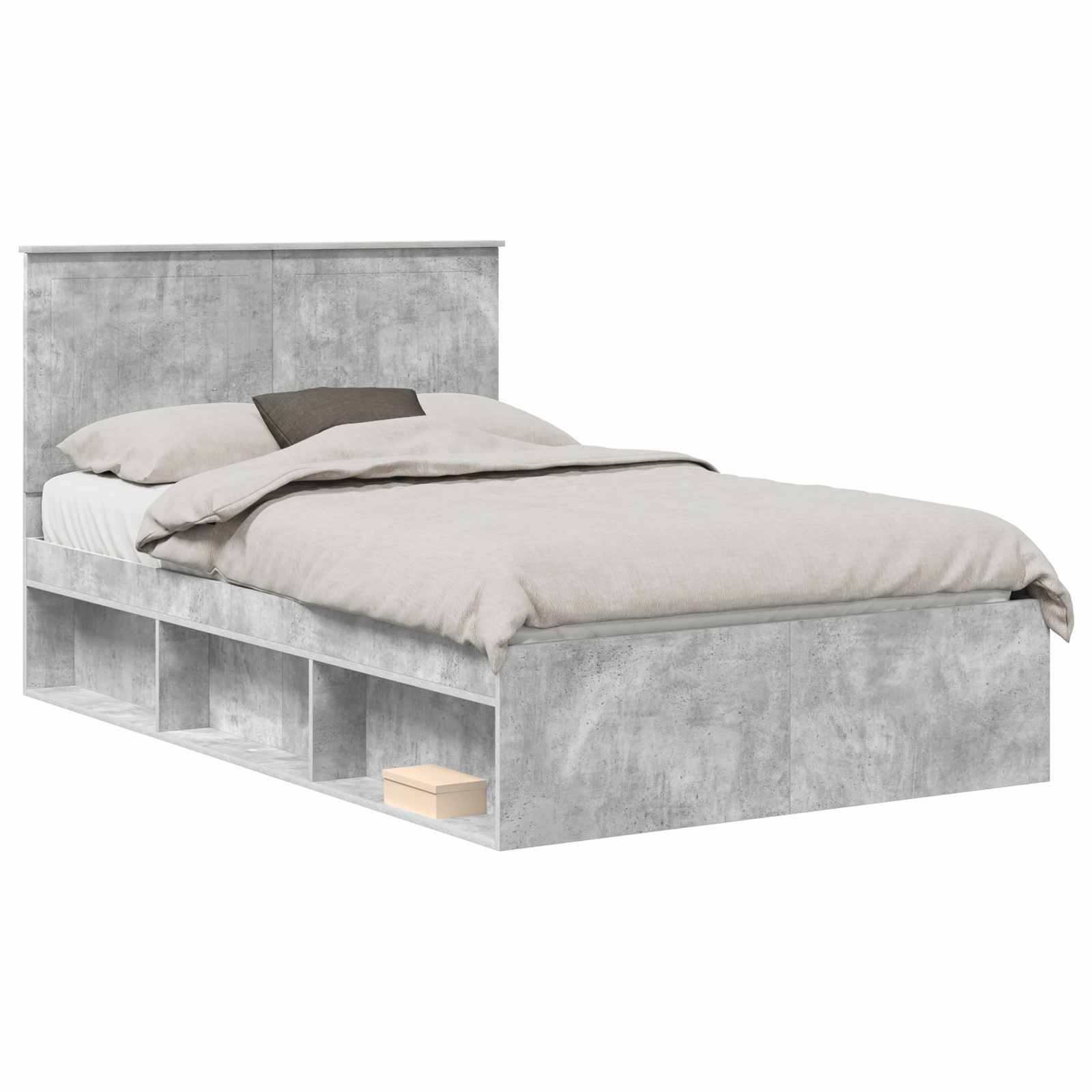 vidaXL Bettrahmen mit Kopfteil Beton 120 x 200 cm Massives Kiefernholz