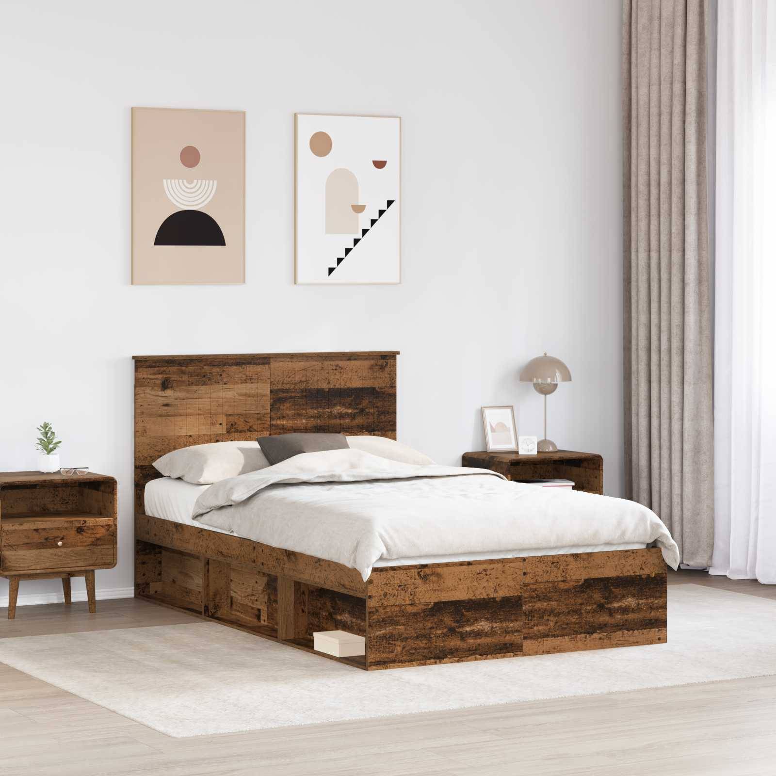 vidaXL Bettrahmen Altholz 120 x 190 cm Massives Kiefernholz