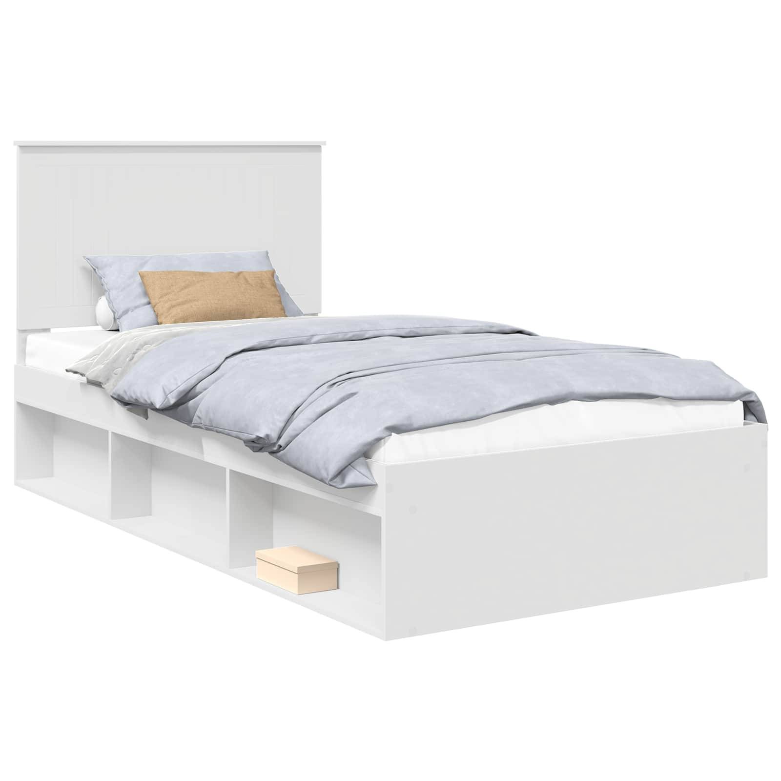 vidaXL Bettrahmen mit Kopfteil Weiß 100 x 200 cm Massives Kiefernholz