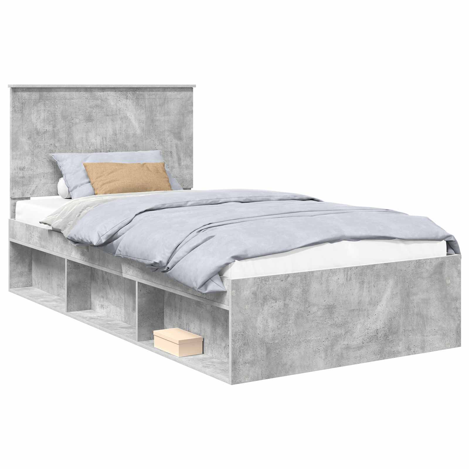 vidaXL Bettrahmen Beton Grau 100 x 200 cm Massives Kiefernholz