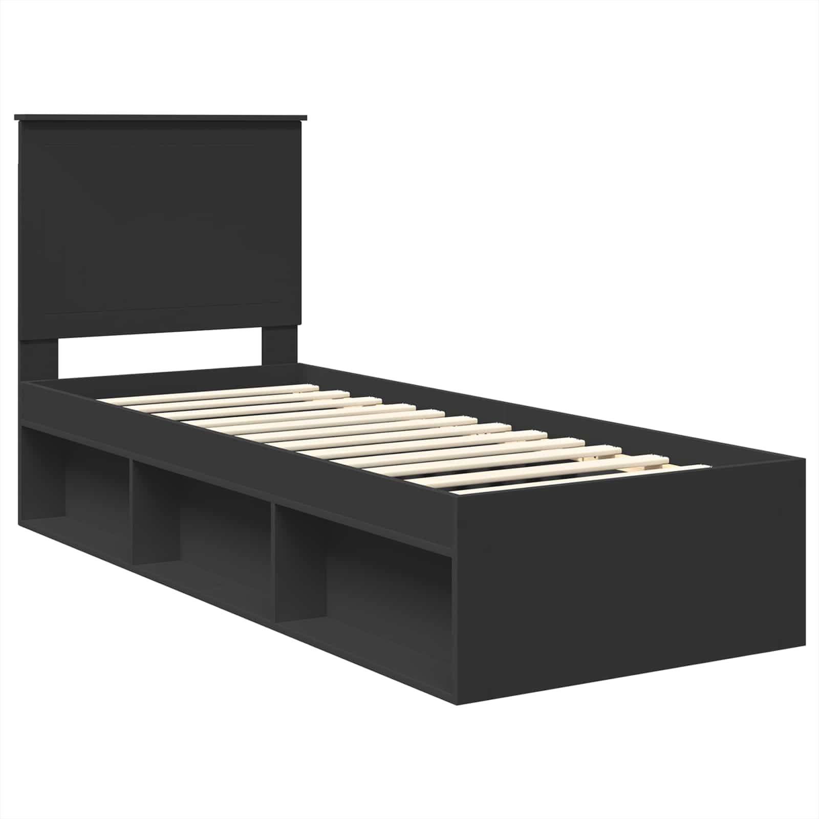 vidaXL Bettrahmen Schwarz 75 x 190 cm Massives Kiefernholz
