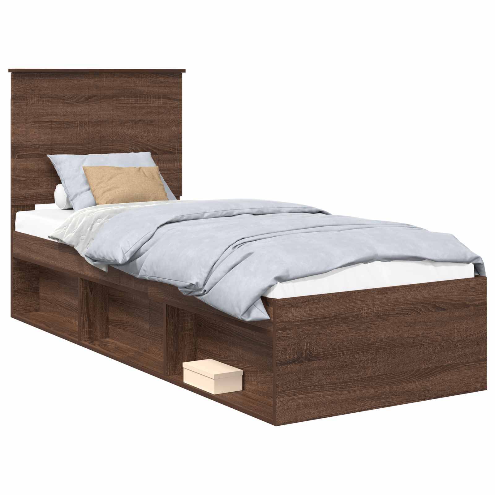 vidaXL Bettrahmen Braun Eichen-Optik 75 x 190 cm Massives Kiefernholz