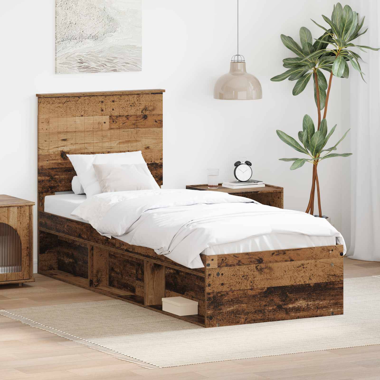 vidaXL Bettrahmen Altholz 75 x 190 cm Massives Kiefernholz