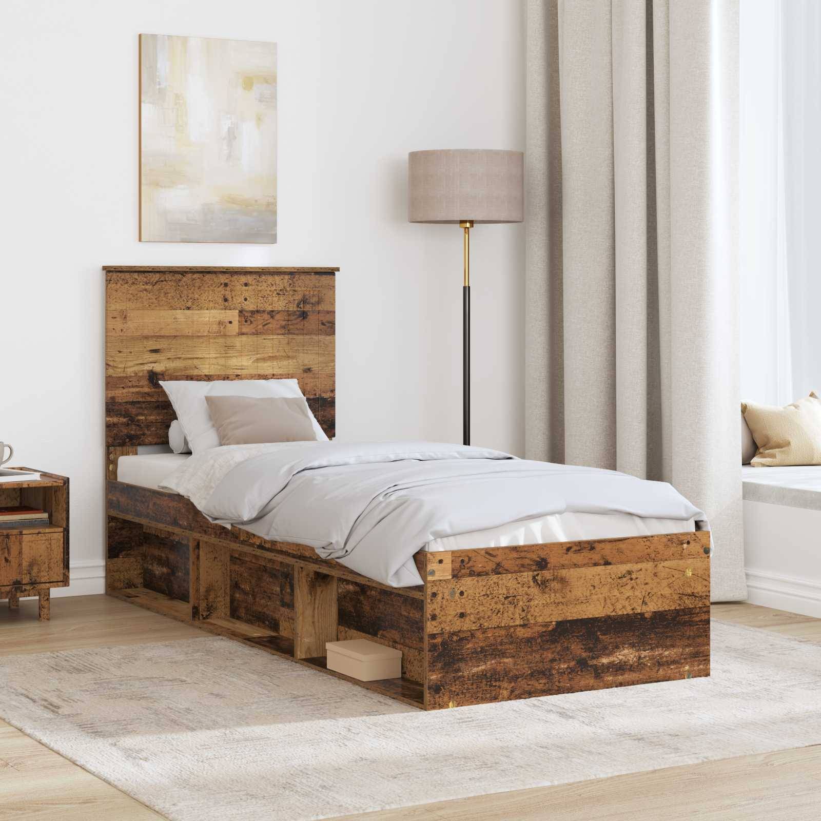 vidaXL Bettrahmen Altholz 75 x 190 cm Massives Kiefernholz