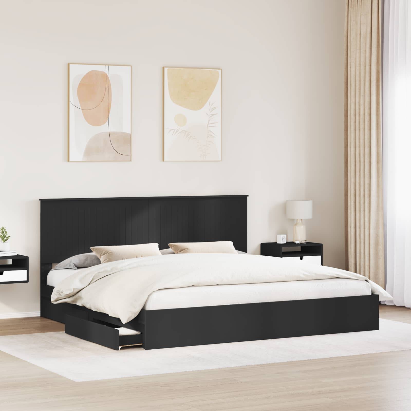 vidaXL Aufbewahrungsbett Schwarz 200 x 200 cm Holzwerkstoff