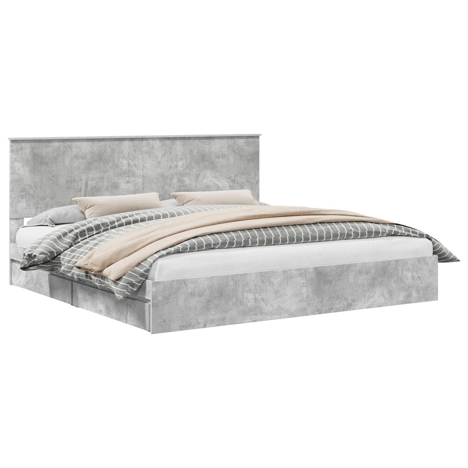 vidaXL Aufbewahrungsbett Beton Grau 200 x 200 cm Holzwerkstoff