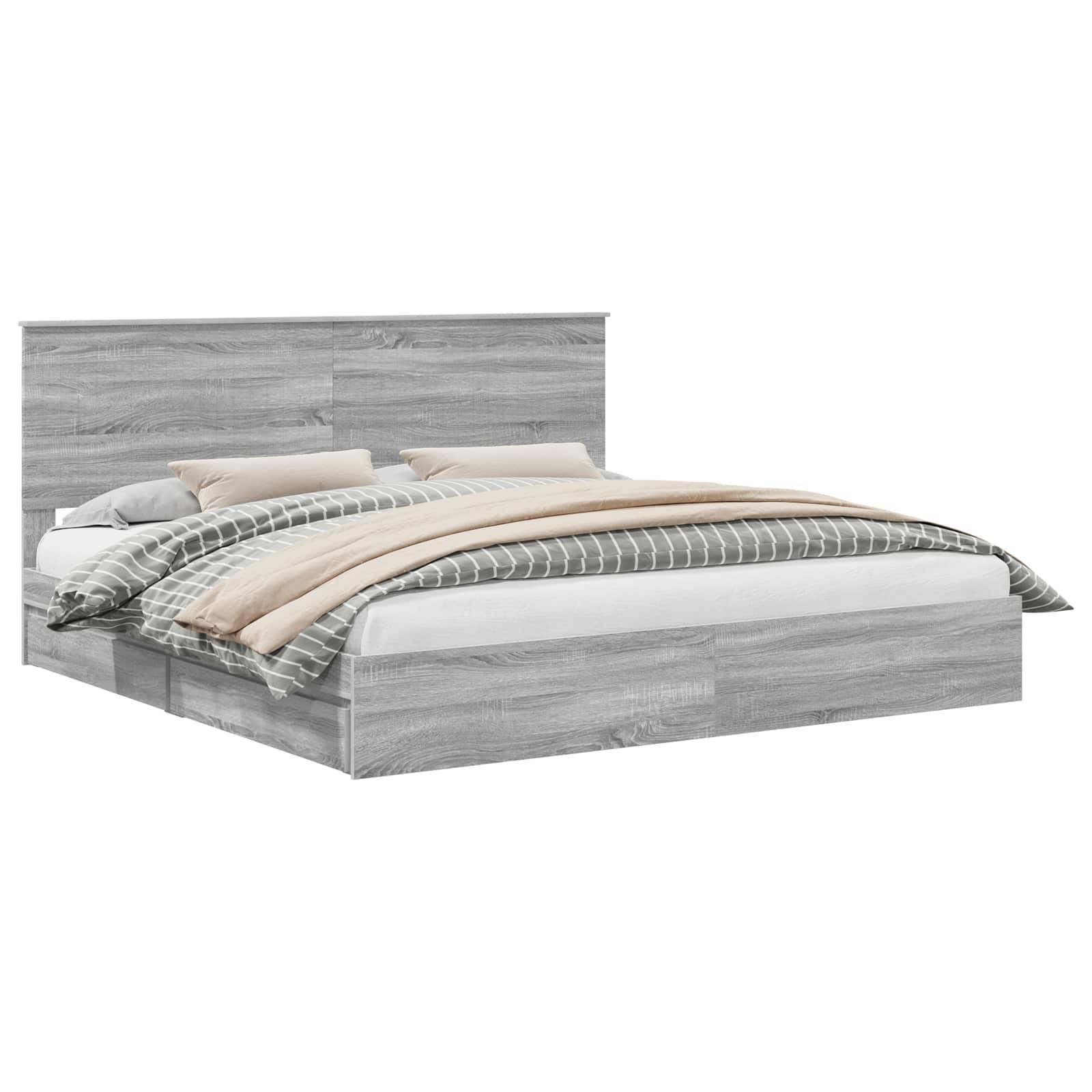 vidaXL Aufbewahrungsbett Graues Sonoma 200 x 200 cm Holzwerkstoff