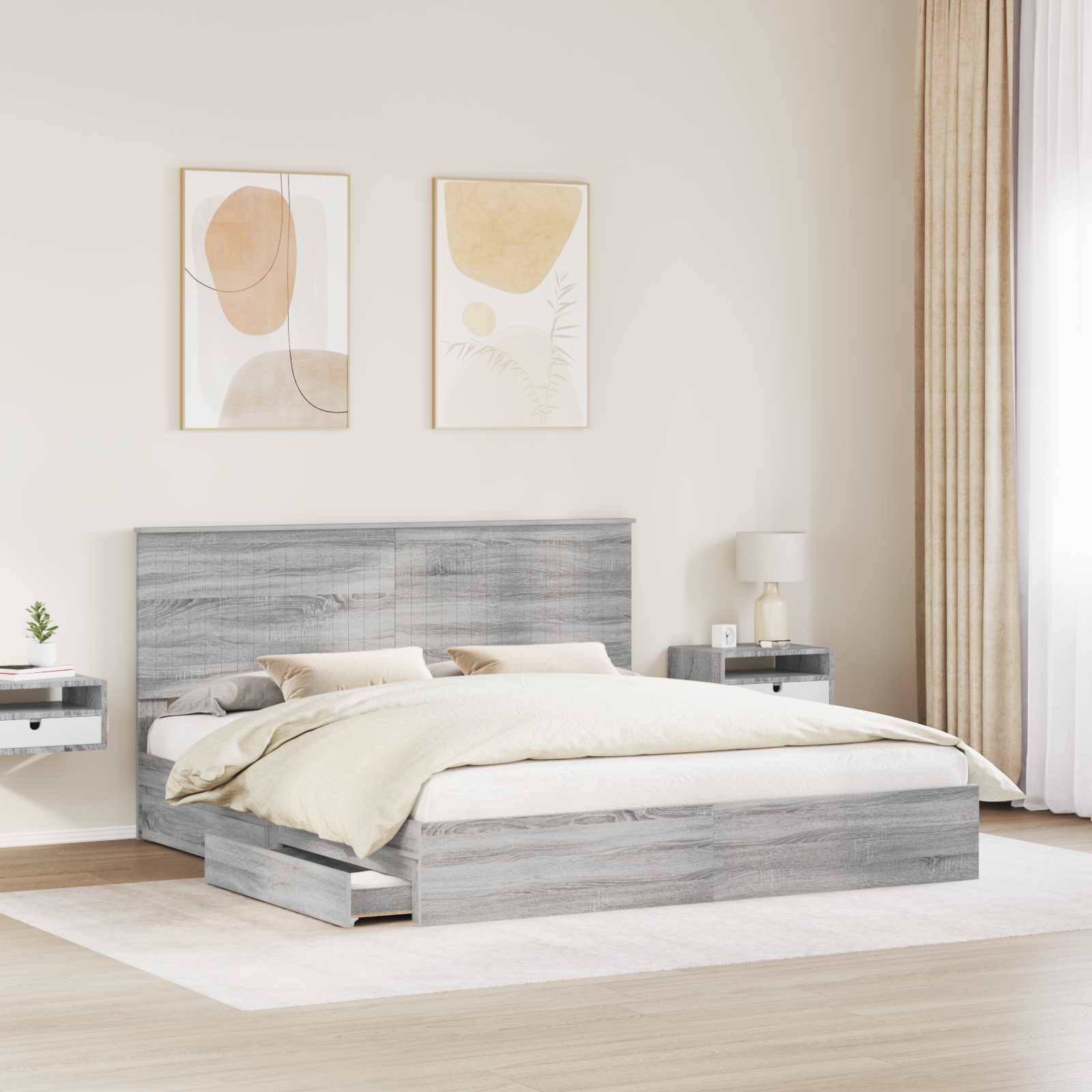 vidaXL Aufbewahrungsbett Graues Sonoma 180 x 200 cm Holzwerkstoff
