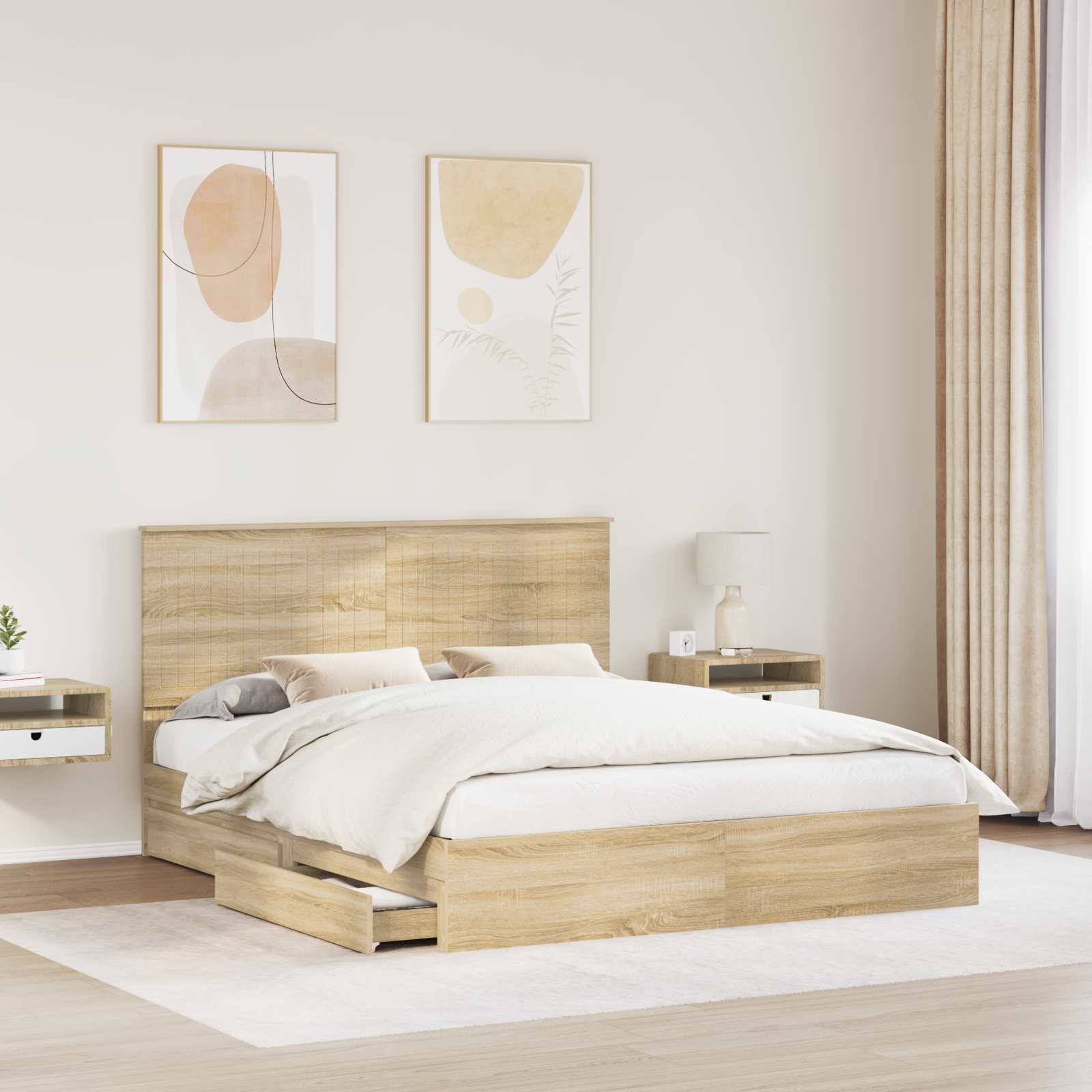 vidaXL Aufbewahrungsbett Sonoma-Eiche 160 x 200 cm Holzwerkstoff