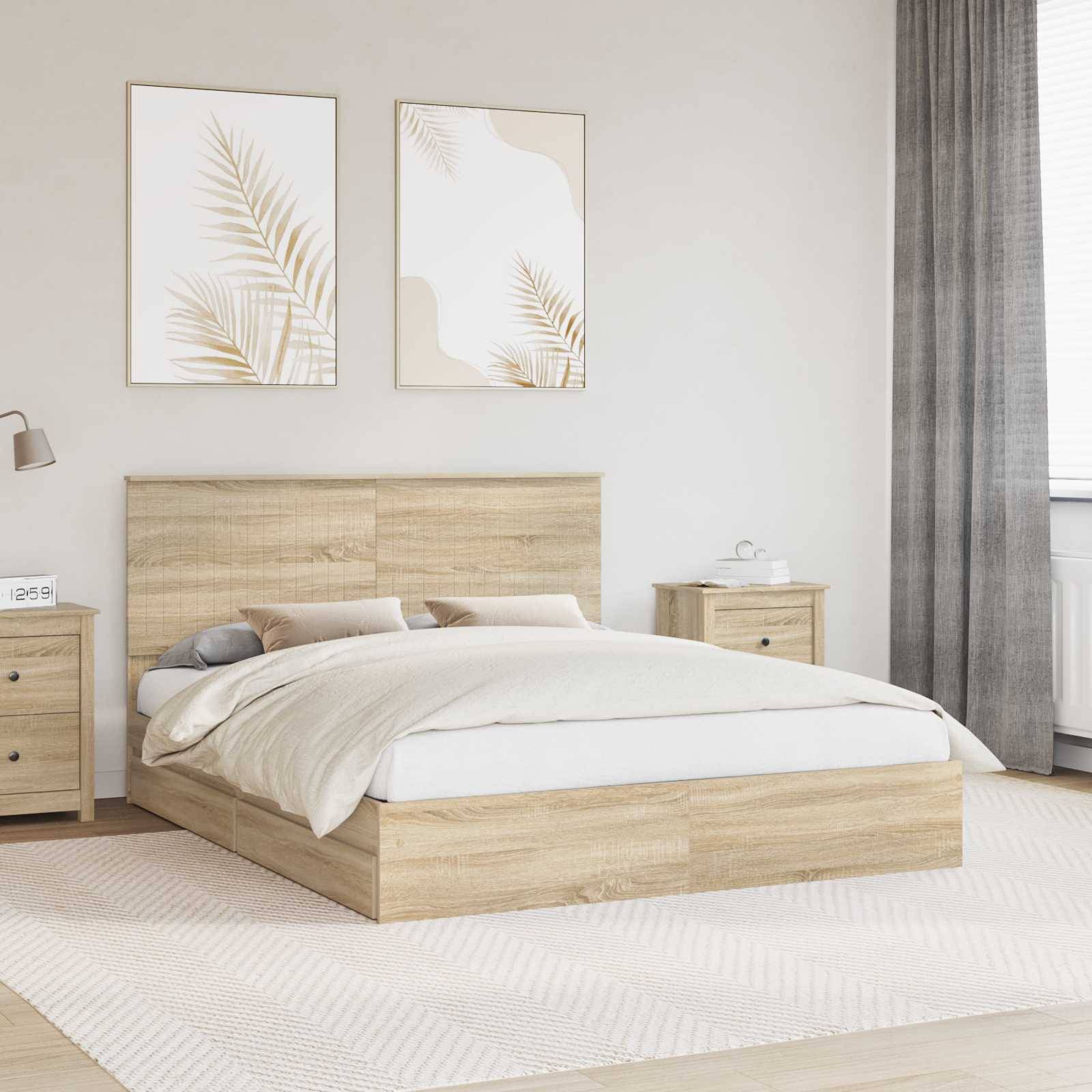 vidaXL Aufbewahrungsbett Sonoma-Eiche 160 x 200 cm Holzwerkstoff