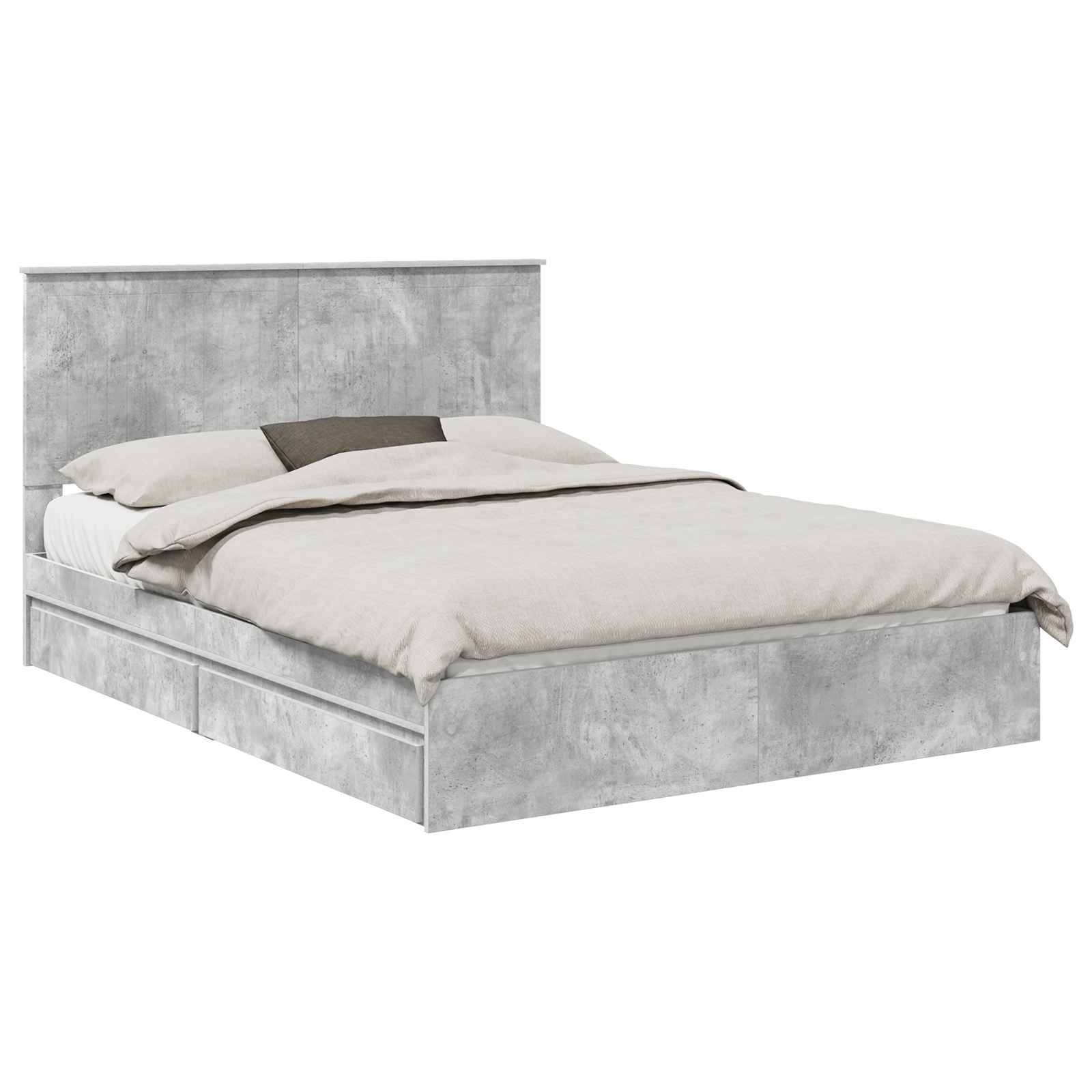 vidaXL Aufbewahrungsbett Beton Grau 150 x 200 cm Holzwerkstoff