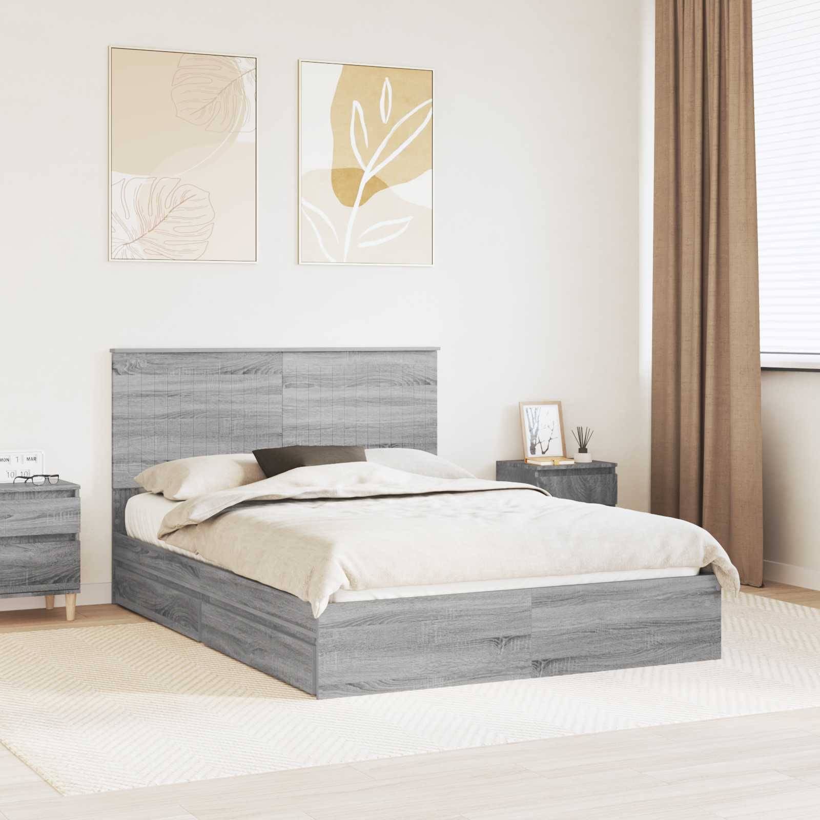 vidaXL Aufbewahrungsbett Graues Sonoma 140 x 200 cm Holzwerkstoff