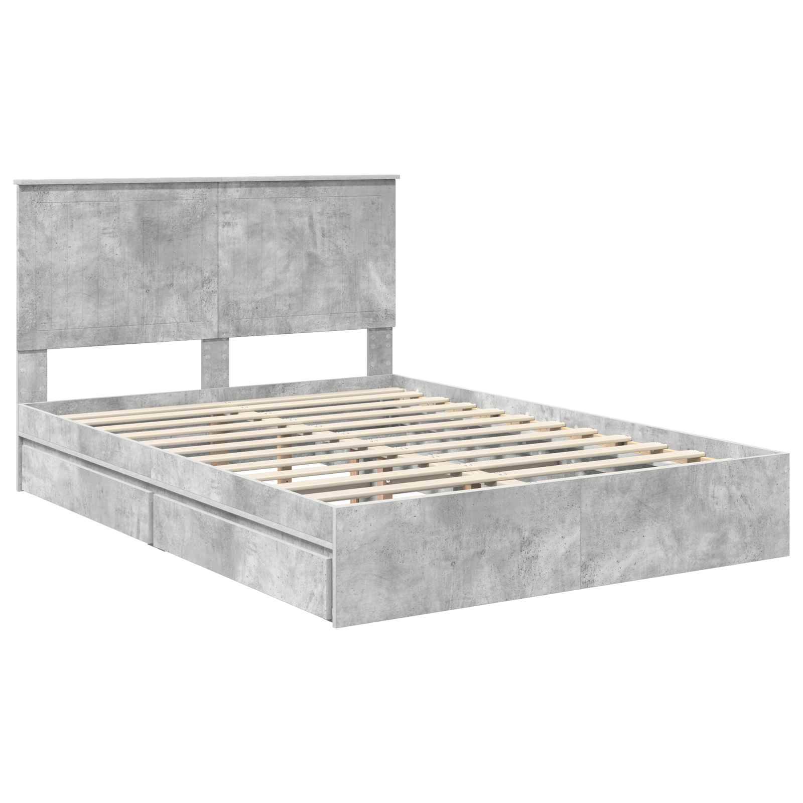 vidaXL Aufbewahrungsbett Beton Grau 135 x 190 cm Holzwerkstoff