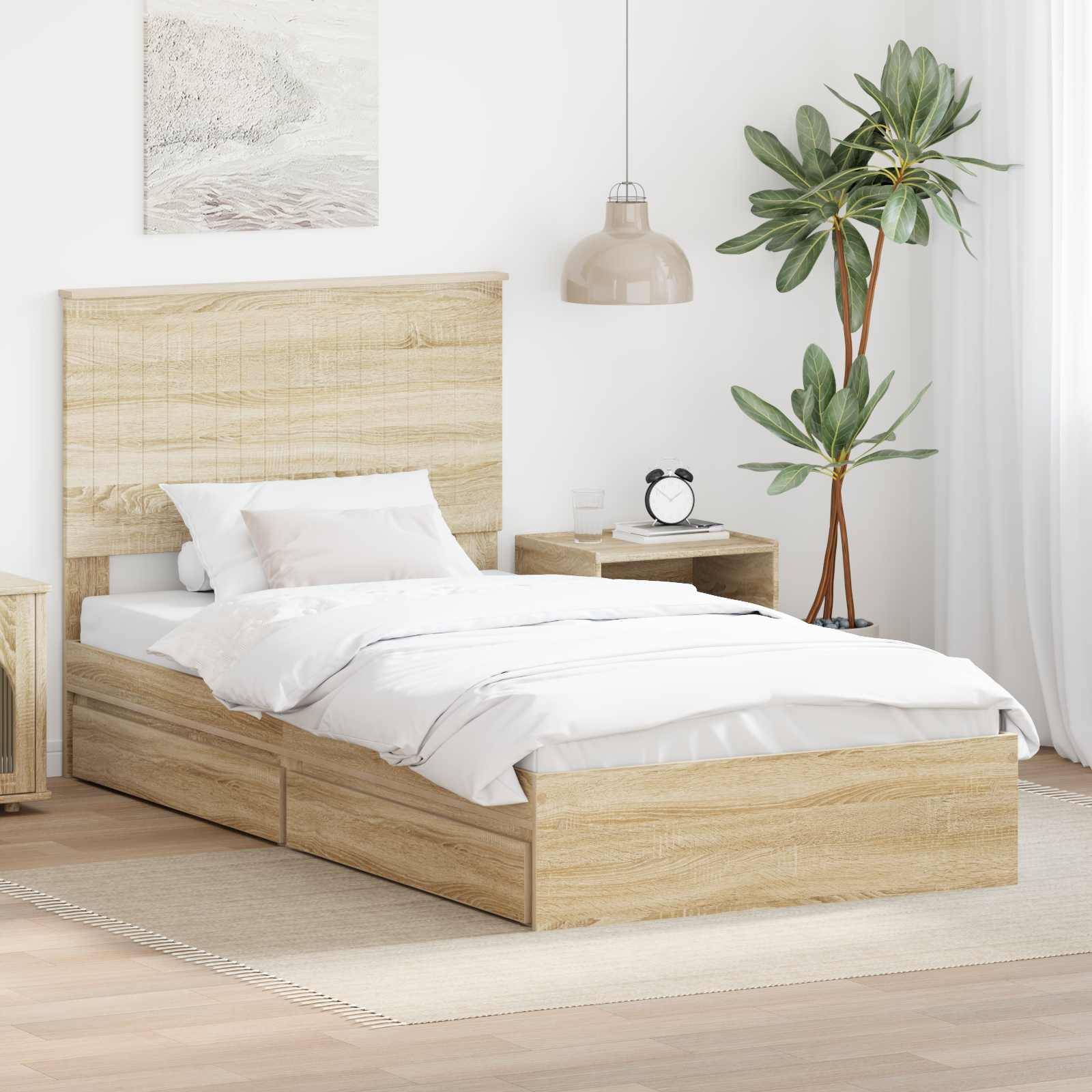 vidaXL Aufbewahrungsbett Sonoma-Eiche 100 x 200 cm Holzwerkstoff