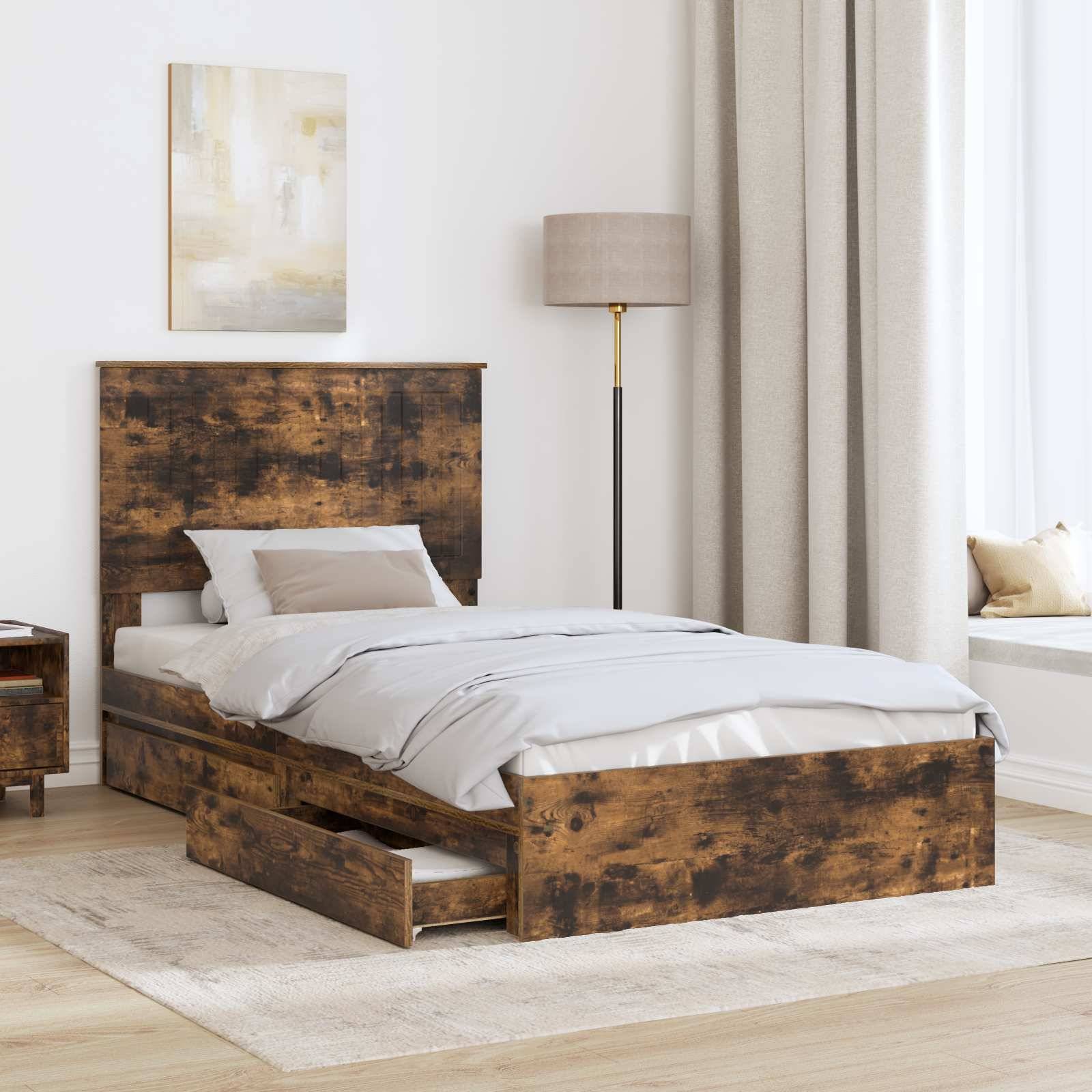 vidaXL Aufbewahrungsbett Geräucherte Eiche 100 x 200 cm Holzwerkstoff