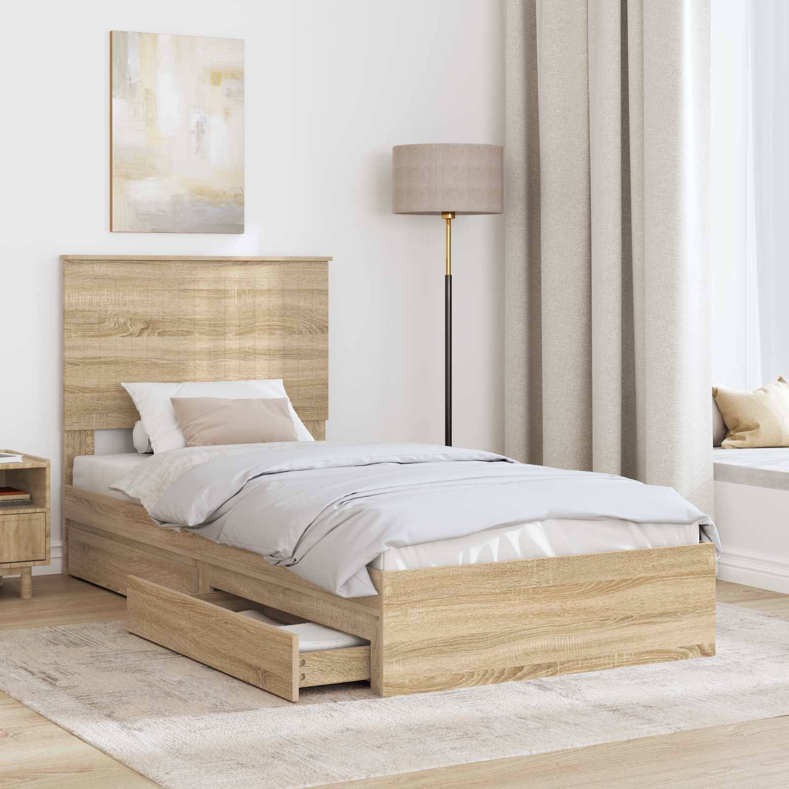 vidaXL Aufbewahrungsbett Sonoma-Eiche 90 x 190 cm Holzwerkstoff
