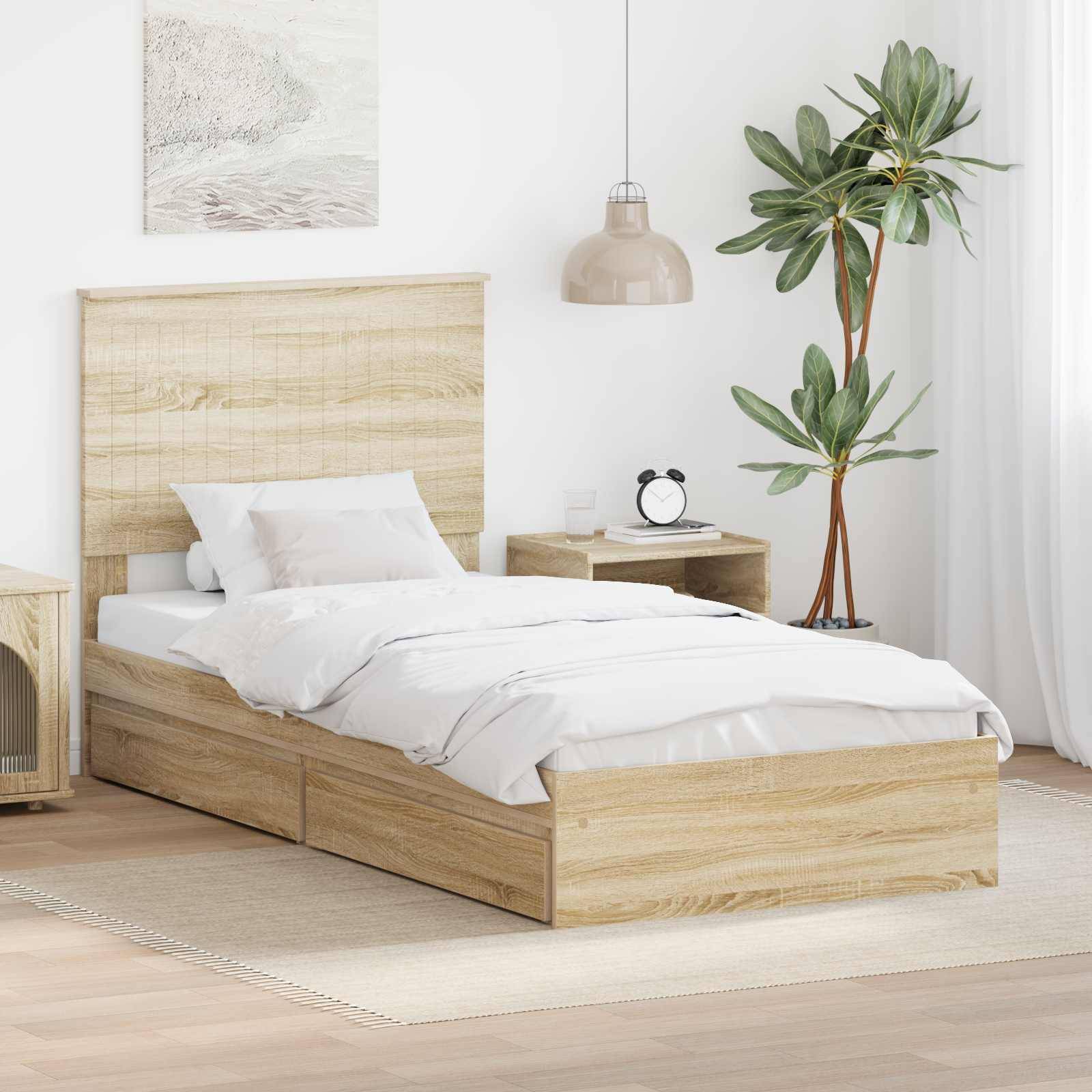 vidaXL Aufbewahrungsbett Sonoma-Eiche 90 x 190 cm Holzwerkstoff